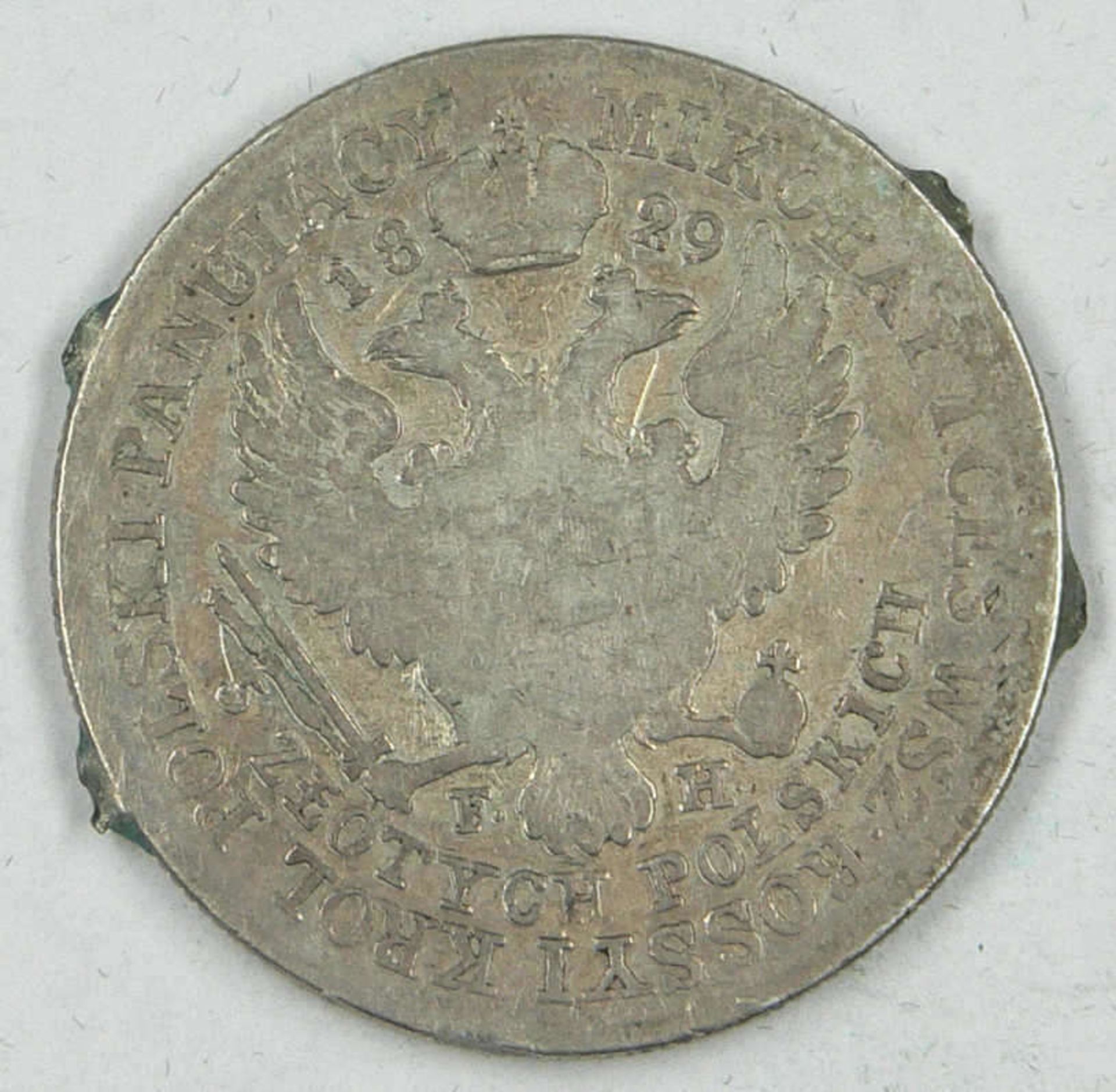 Polen 1829, Polen Alexander I. von Russland, 5 Zlotych mit Henkelspuren-Lötstellen, schönPoland 1829 - Bild 2 aus 2