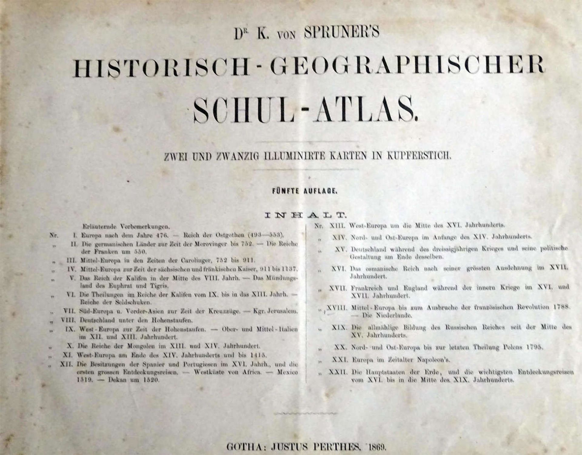 22 Colorierte Karten in Kupferstich von 1869, selten aber stockfleckig. Hochinteressant22 Colored