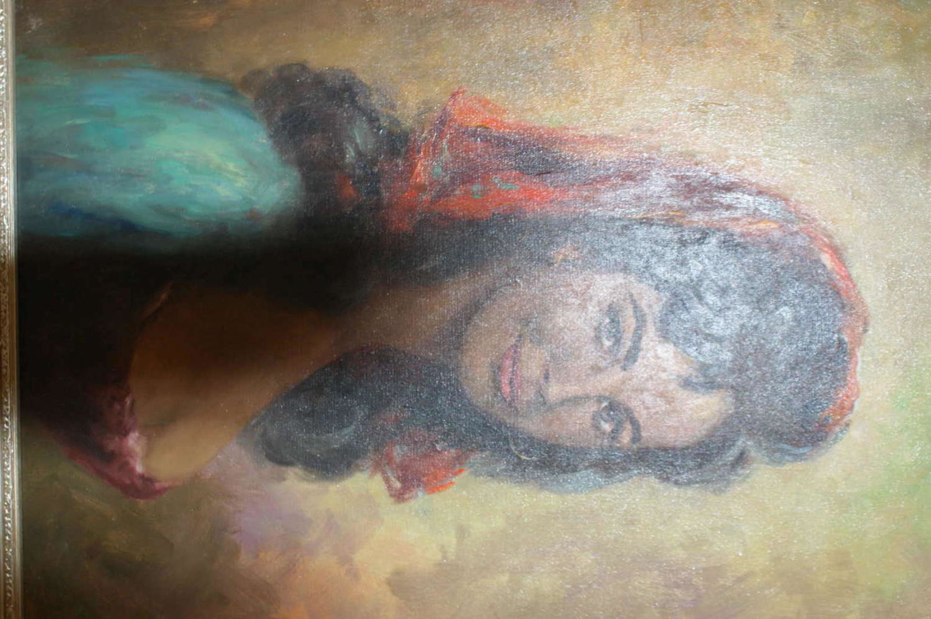 wohl Josef Bohn, Ölgemälde auf Leinwand "Zigeunerin" im alten Stuckrahmen, Höhe ca 60 cm, Breite ca. - Bild 2 aus 2
