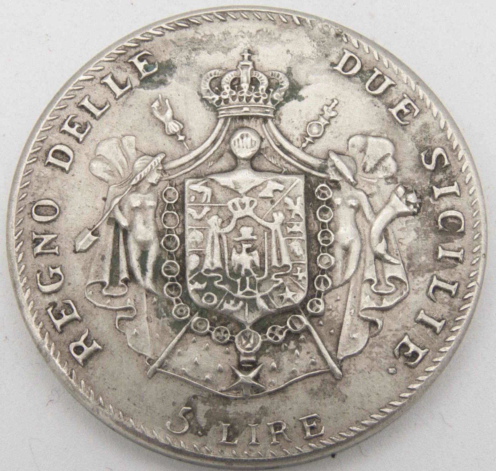 Italien - Königreich Neapel/Sizilien 1813, 5 Lire - Silbermünze Joachim Murat. Durchmesser: ca. 37 - Bild 2 aus 2