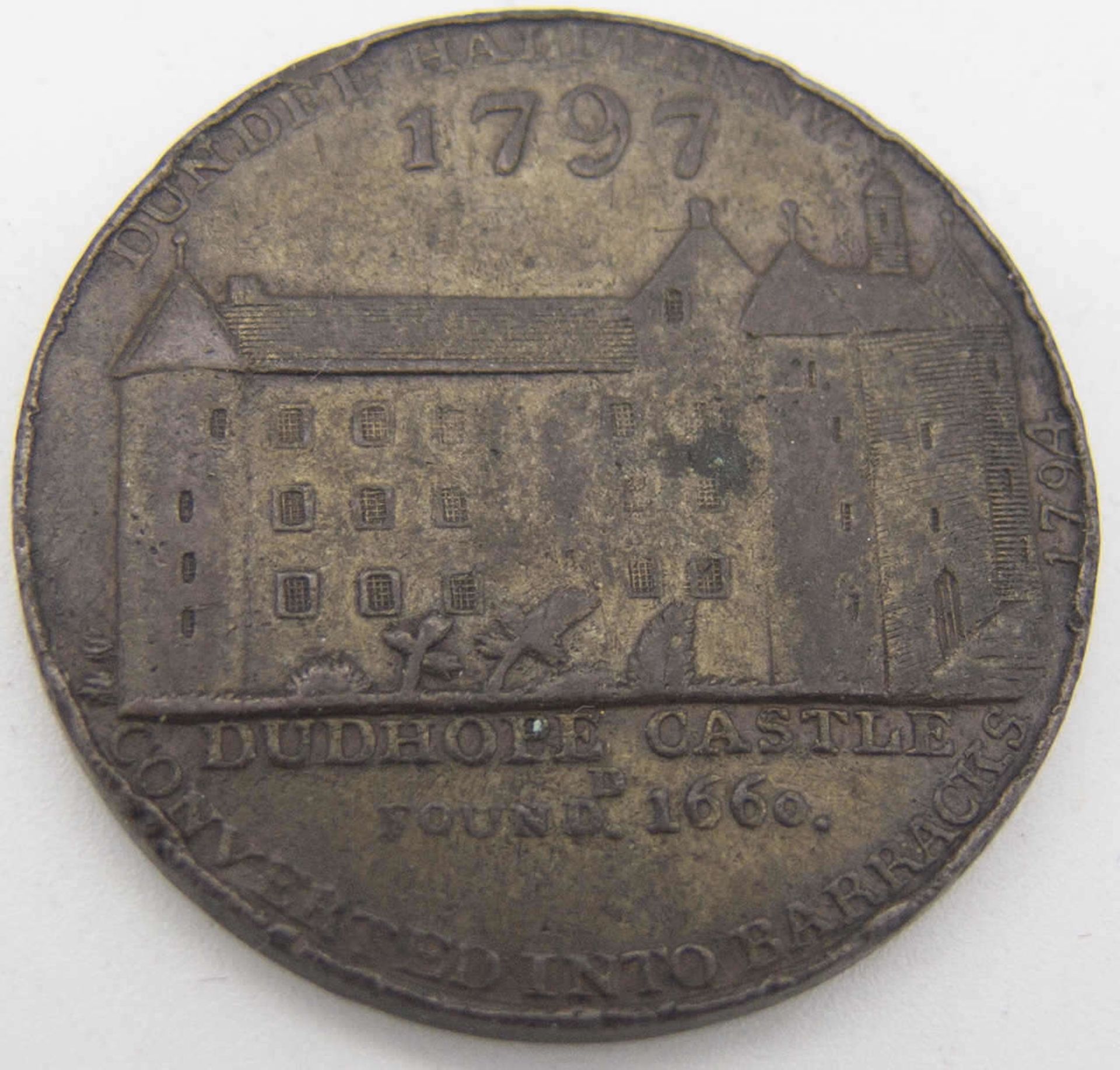 Schottland Dundee, halfpenny Token 1797, Dudhope Castle. Erhaltung: vz.Scotland Dundee, halfpenny - Bild 2 aus 2