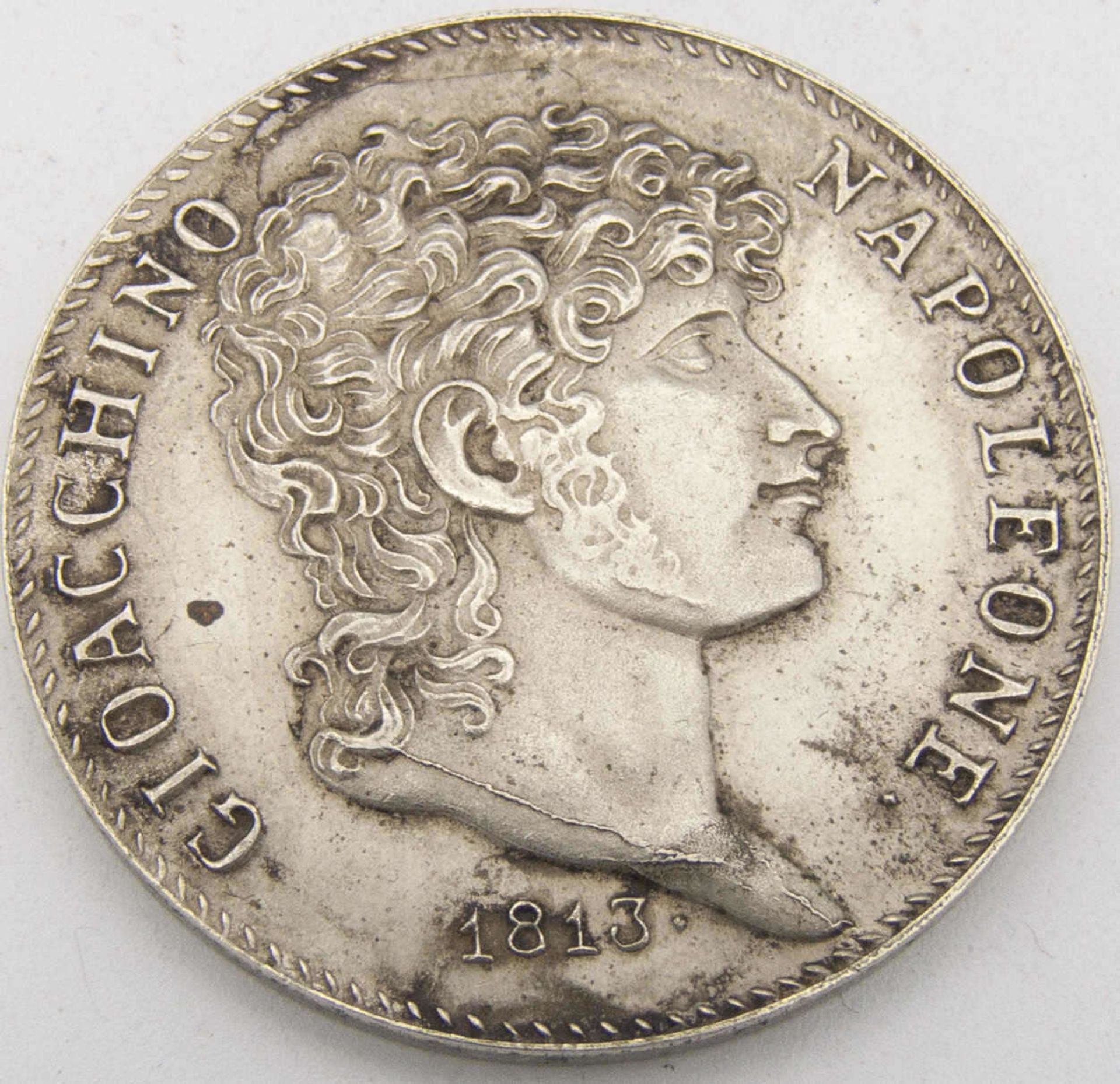 Italien - Königreich Neapel/Sizilien 1813, 5 Lire - Silbermünze Joachim Murat. Durchmesser: ca. 37