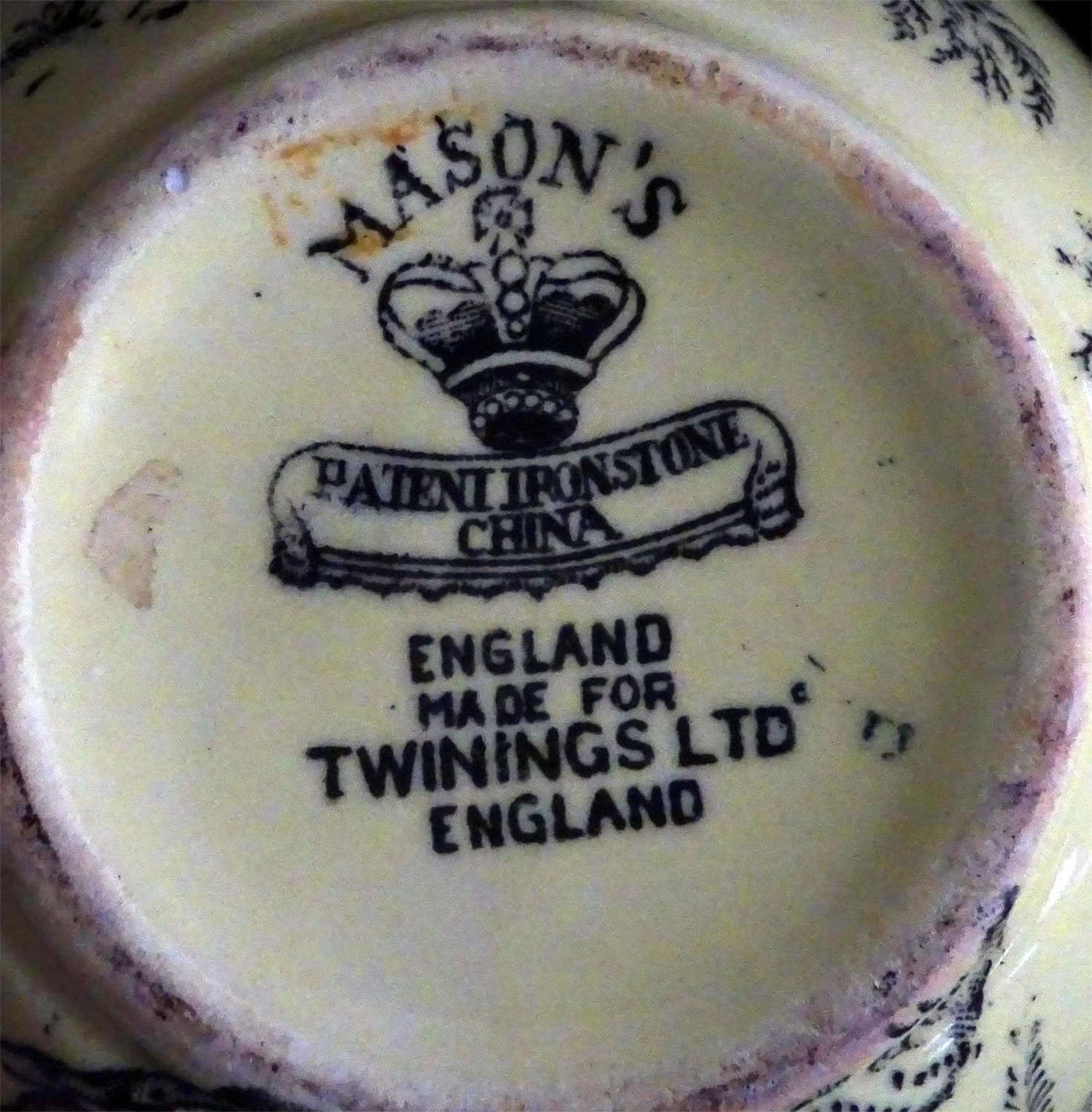 Deckelvase, Mason´s Patent Ironstone China, England Made for Twinings LTD England, gelb mit Vögel - Bild 2 aus 2