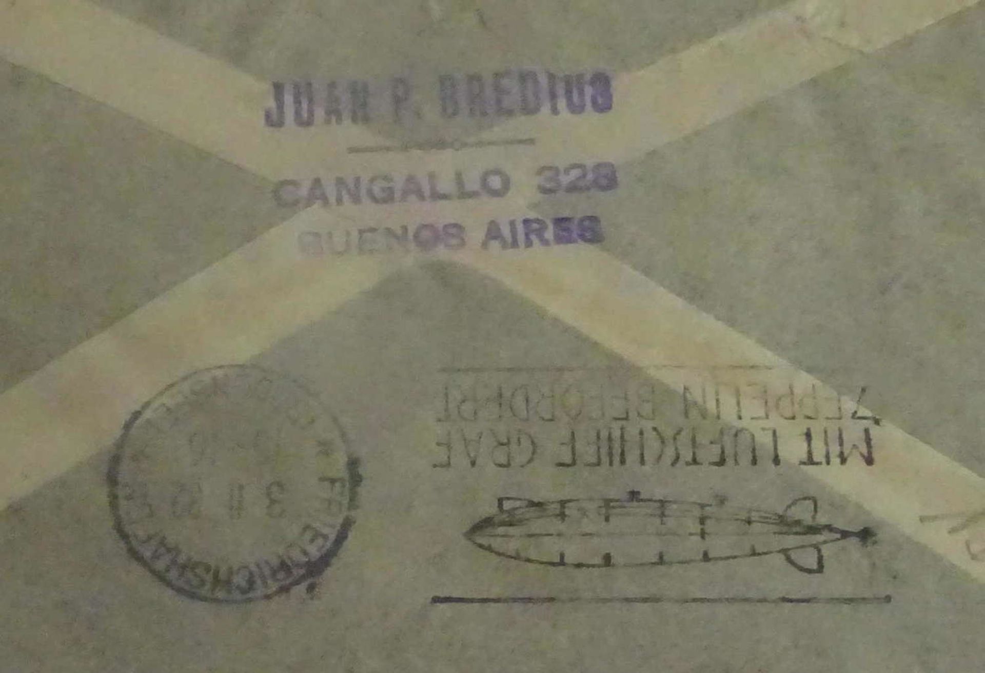 Zeppelinbrief "9. Südamerikafahrt 1932" Argentinische Post mit Flug und Zeppelinmarken frankiert, - Image 2 of 2