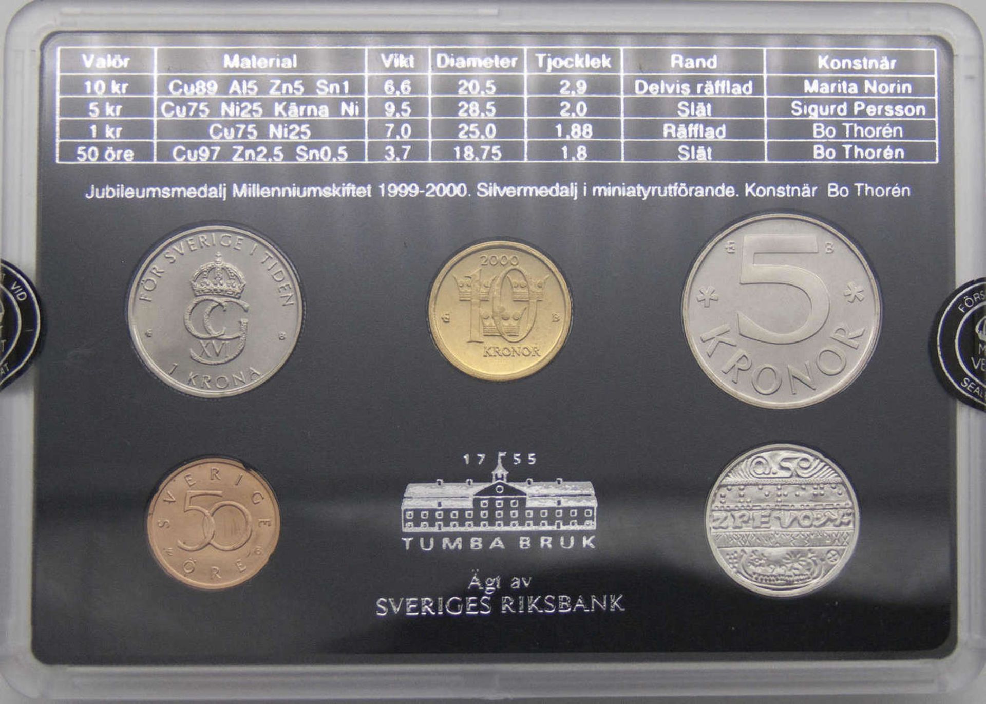 Schweden 2000, Kursmünzensatz. PP.Sweden 2000, course coin set. PF. - Bild 2 aus 2