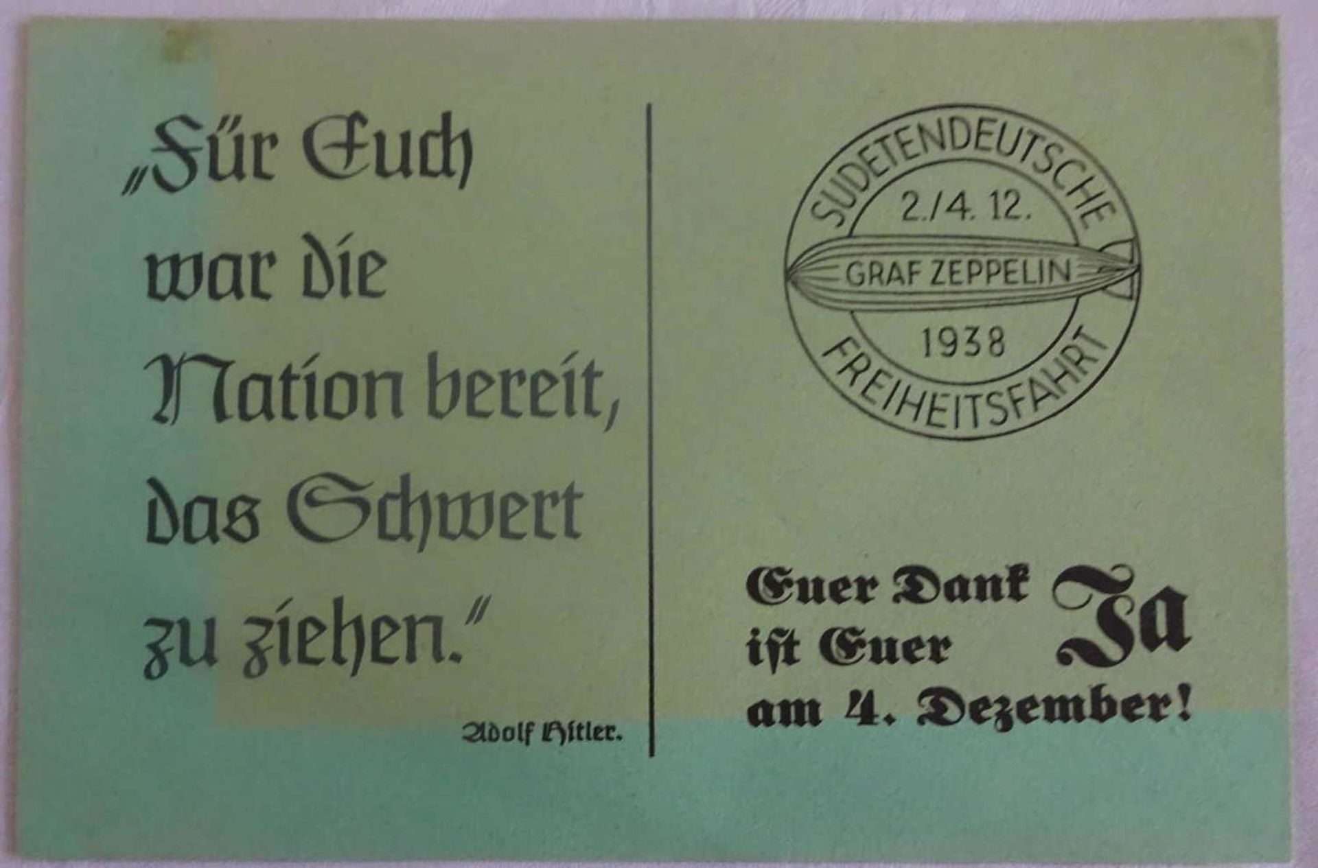 Abwurfzettel, Wohlaufrufe "Für euch war.." grünes Papier. Sieger 0456 III bDrop-off notes, well-