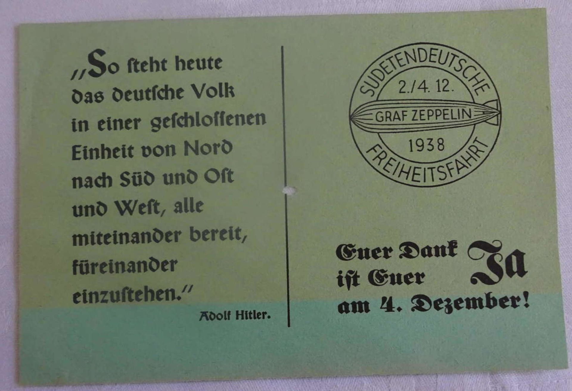 Abwurfzettel, Wohlaufrufe "So steht heute.." grünes Papier. Sieger 0456 II bDrop-off notes, well-