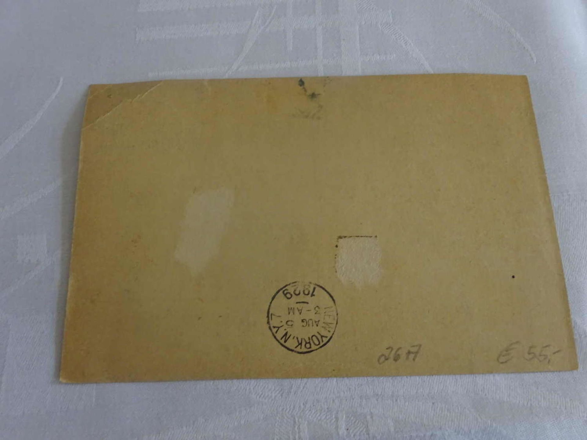 Zeppelinkarte 1. Amerikafahrt 1929 mit Verzögerungsstempel, frankiert mit 2 RM Zeppelin, Sieger - Bild 2 aus 2