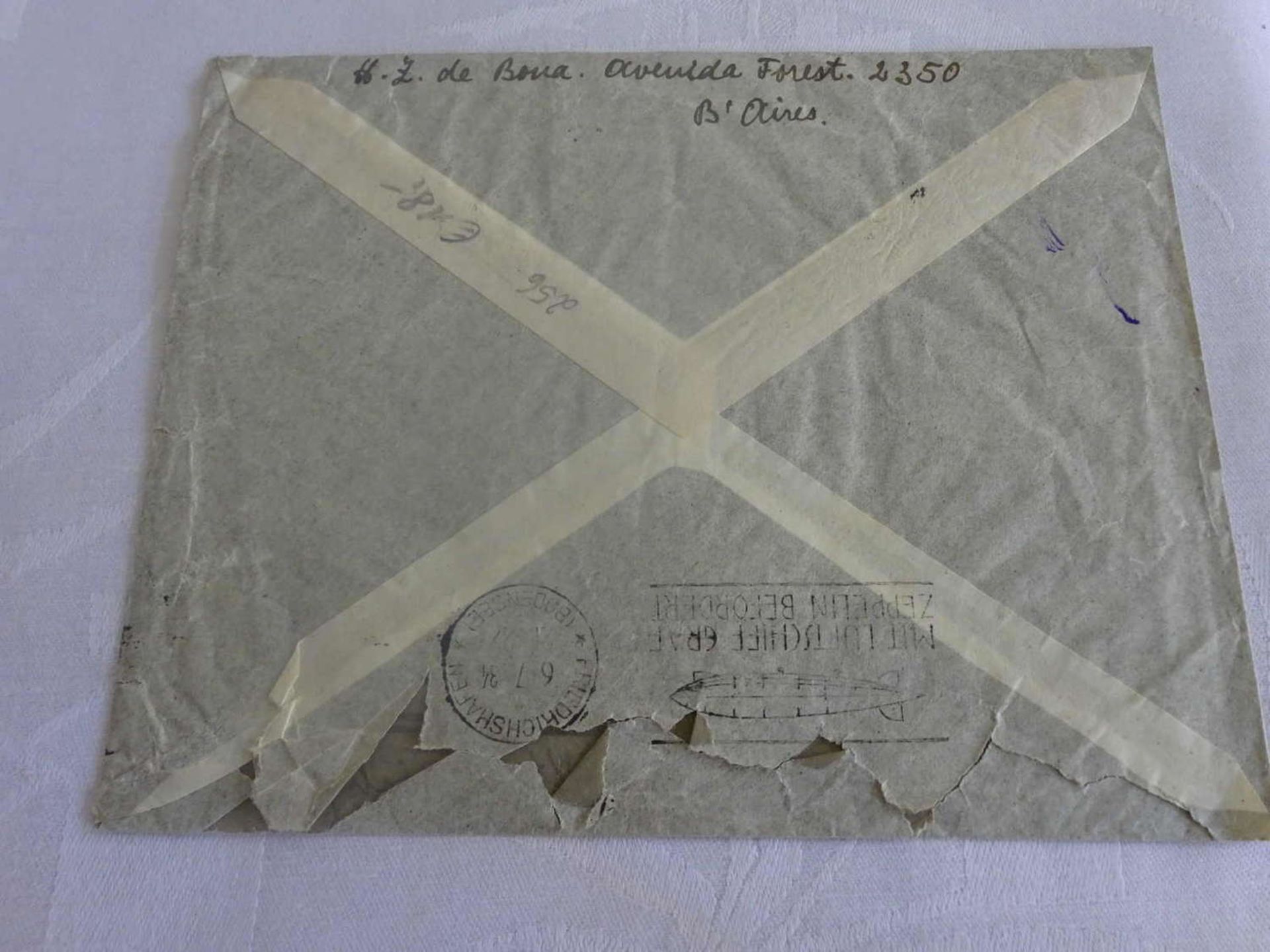 Zeppelinbrief "3.Südamerikafahrt 1934", Argentinische Post mit FlugpostmarkenZeppelin letter "3. - Image 2 of 2