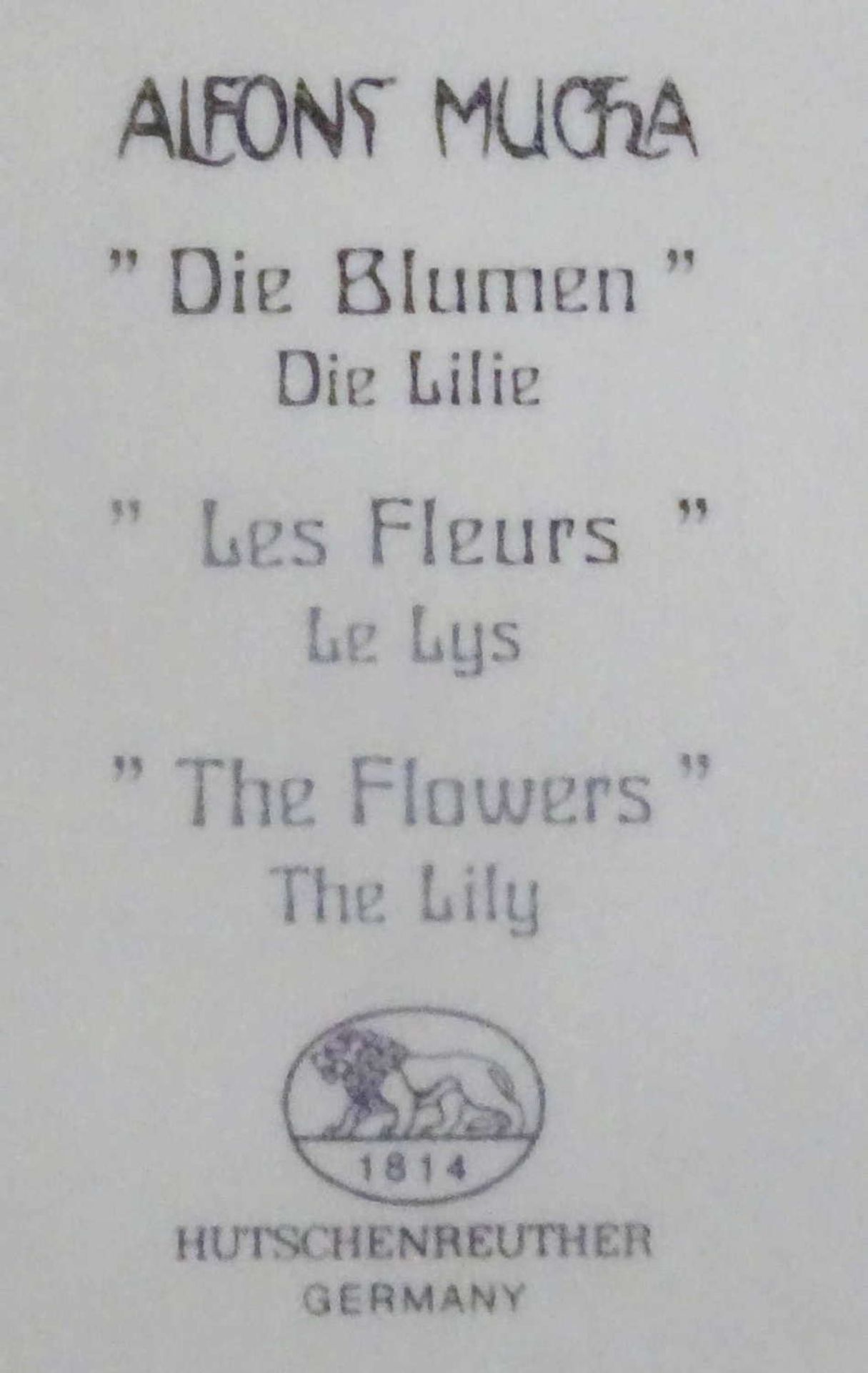 Hutschenreuther, 4 Wandbilder aus Porzellan von Alfons Mucha aus der Serie "Die Blumen". 3 - Bild 2 aus 2