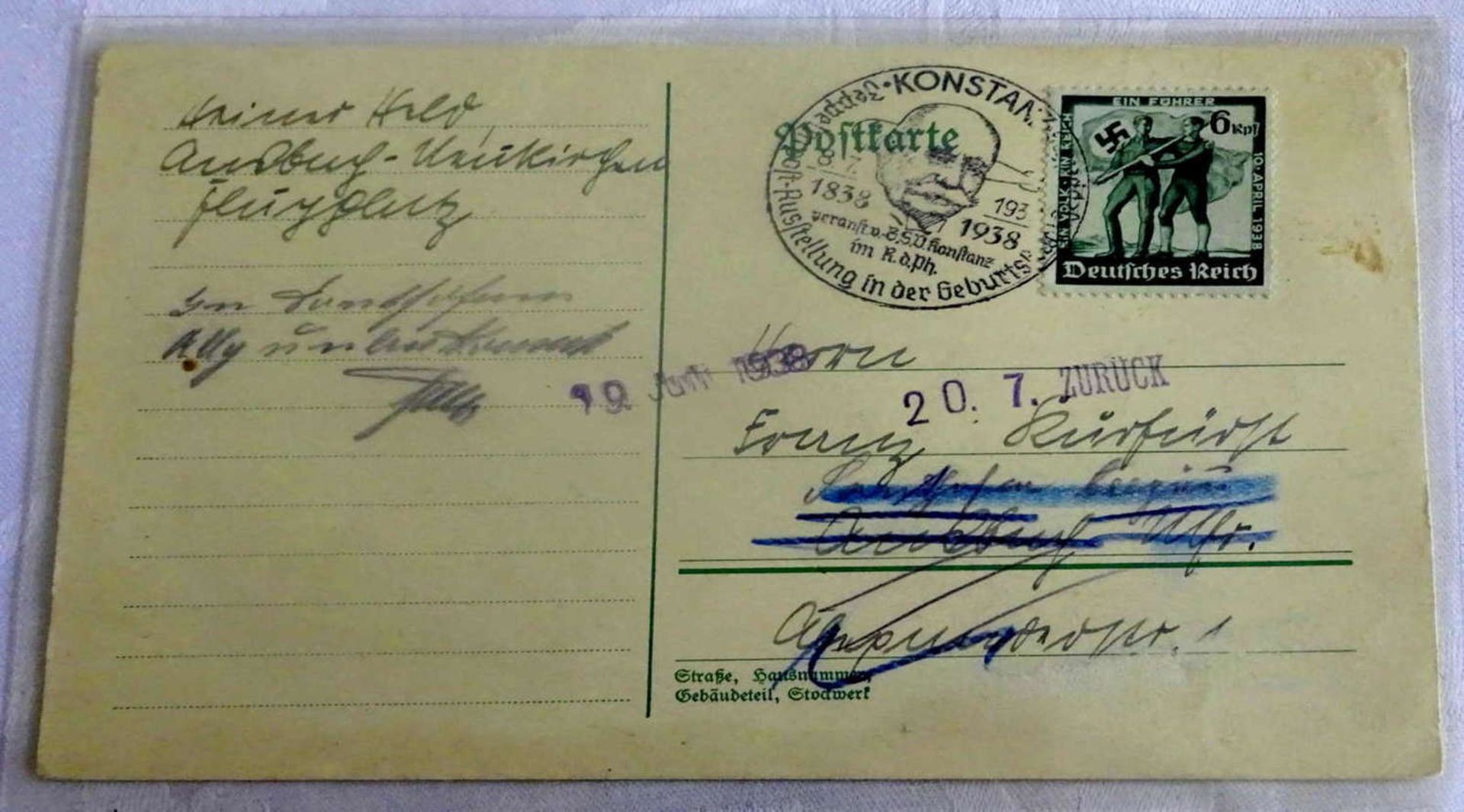 Karte mit Sonderstempel "Konstanz Zeppelinpost-Ausstellung" Sieger 0455 IXCard with special