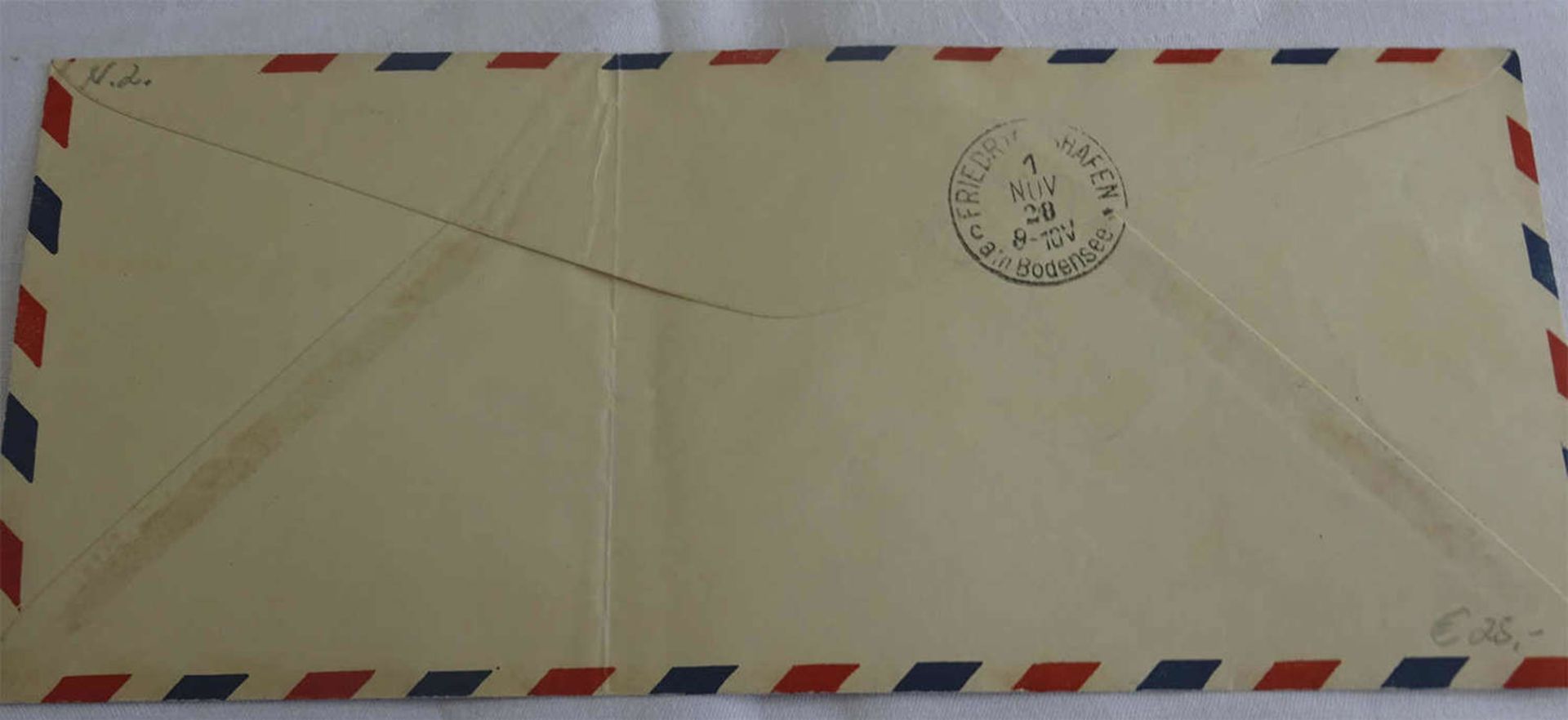 Zeppelinbrief Amerikafahrt 1928 (Rückfahrt) mit guter Frankatur, 50 Cent. u.a. Sieger 22BZeppelin - Image 2 of 2