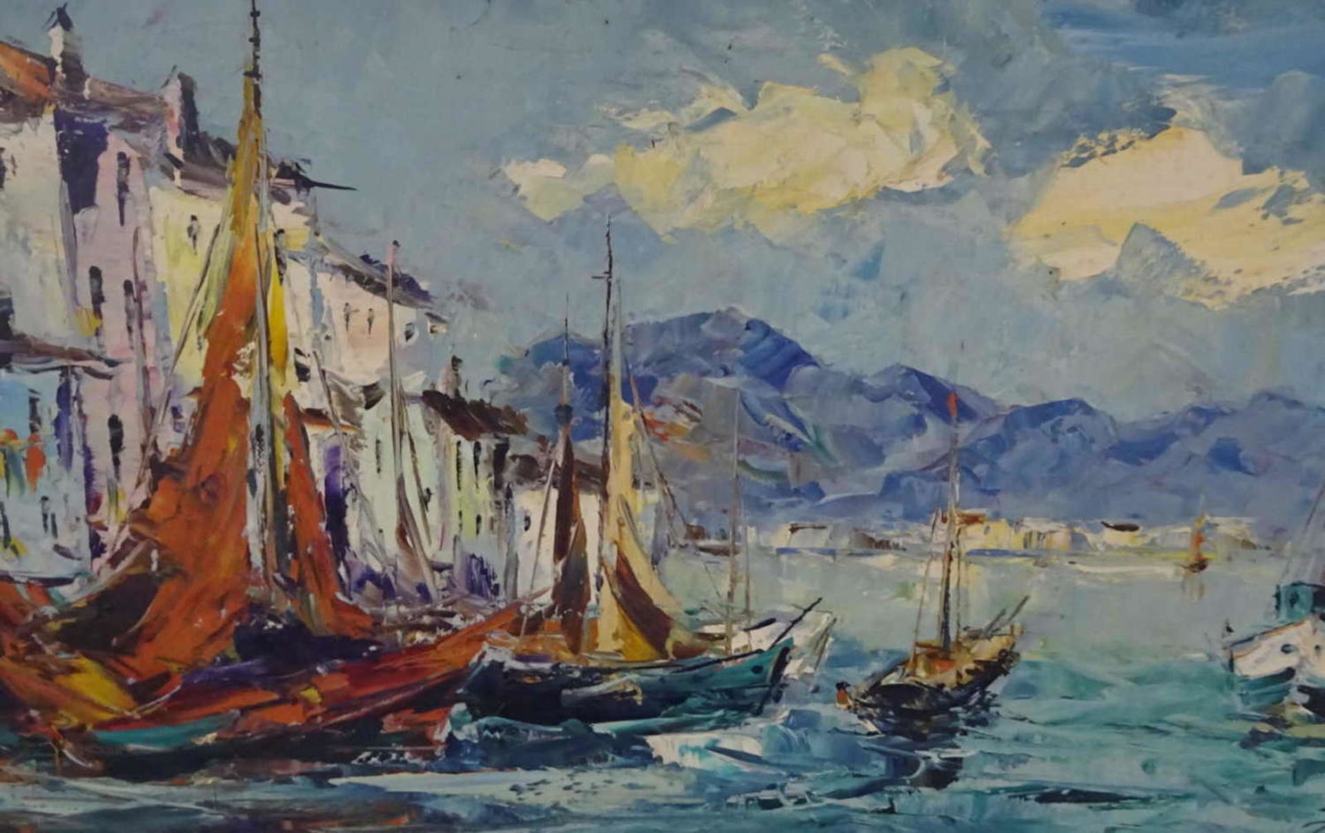 Robert Lauth (1896-1985) Ölgemälde auf Leinwand "Porto Fino" Maße breite ca. 60 cm, höhe ca. 30 - Bild 2 aus 3