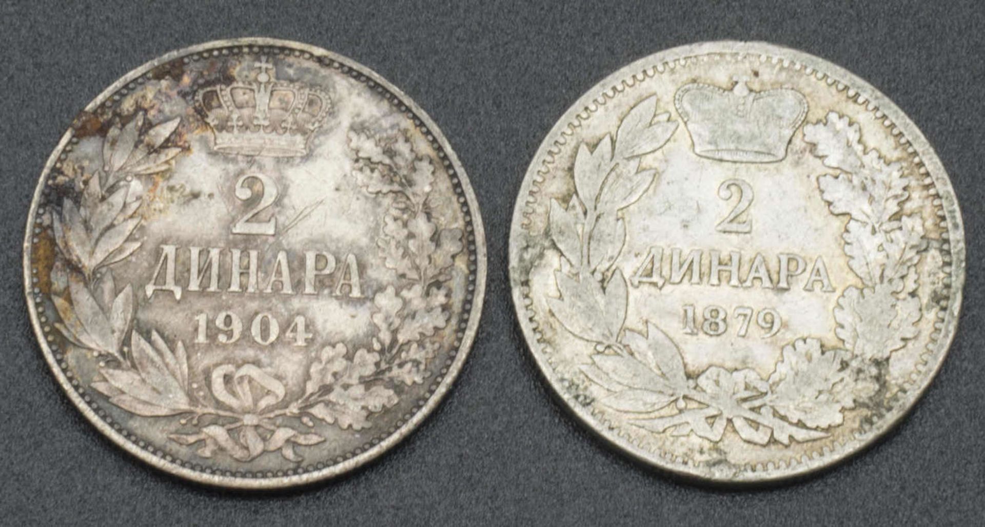 Bulgarien 2 Silbermünzen, 1x 2 Leva 1879 sowie 1x 2 Leva 1904. Bitte besichtigenBulgaria 2 silver - Image 2 of 2