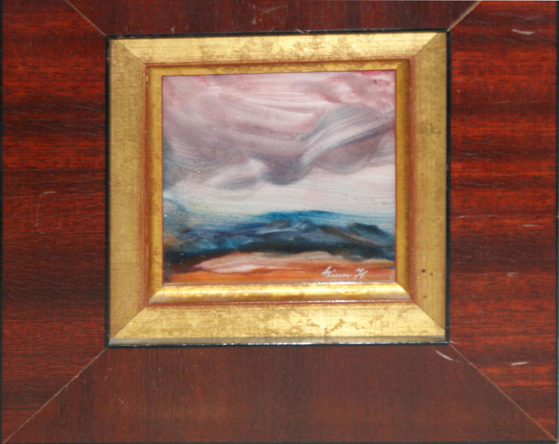 A. Kieser, Acryll hinter Glas gerahmt, "Gewitterstimmung", rechts unten Signatur A.Kieser76,