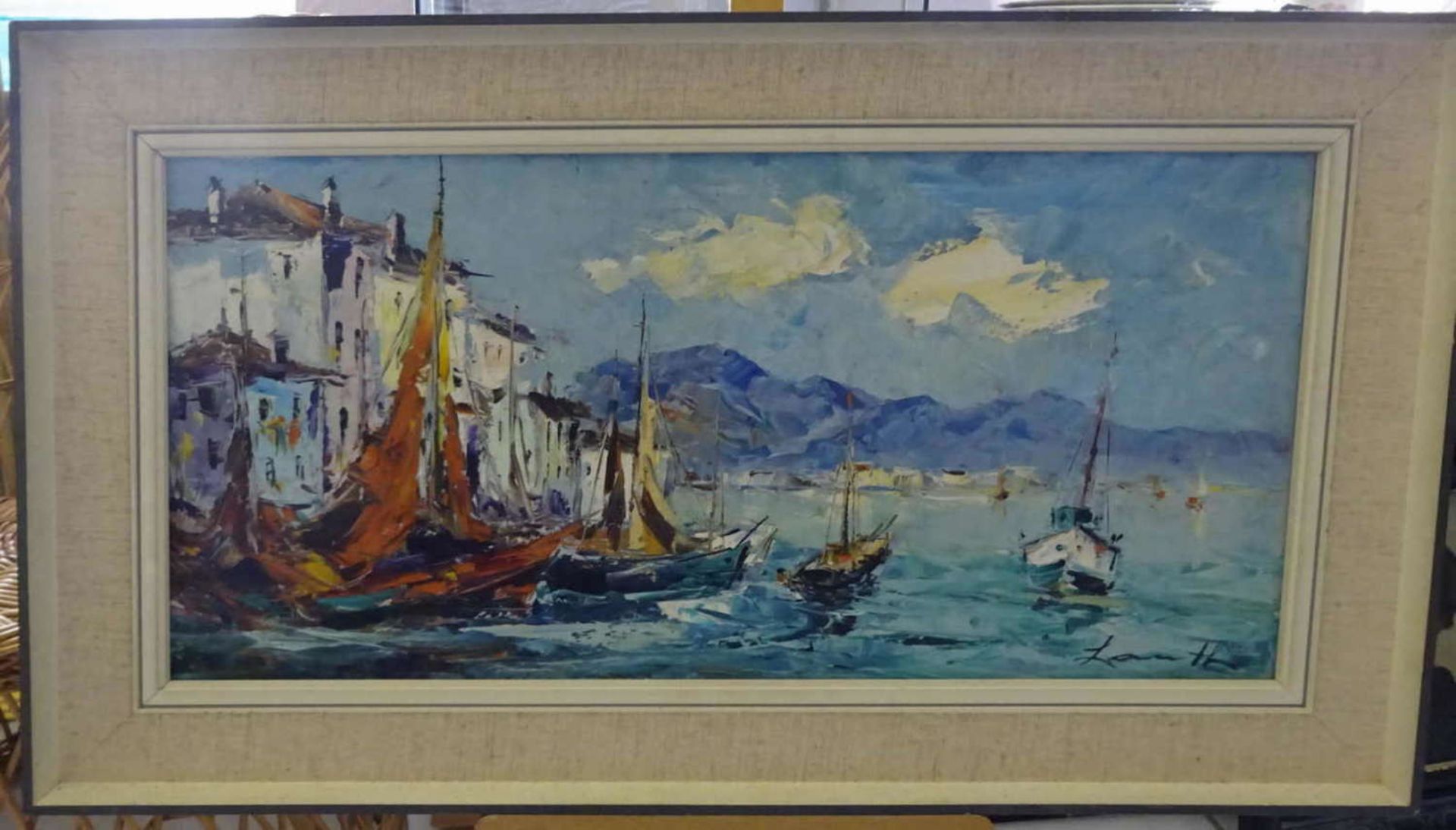Robert Lauth (1896-1985) Ölgemälde auf Leinwand "Porto Fino" Maße breite ca. 60 cm, höhe ca. 30