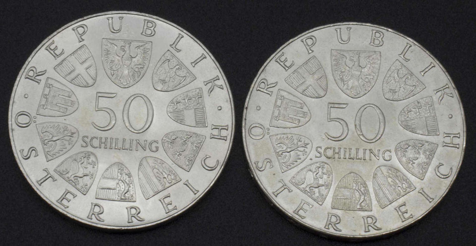 Österreich, 2x 50 Schilling Silbermünzen, 1972Austria, 2x 50 shilling silver coins, 1972 - Bild 2 aus 2