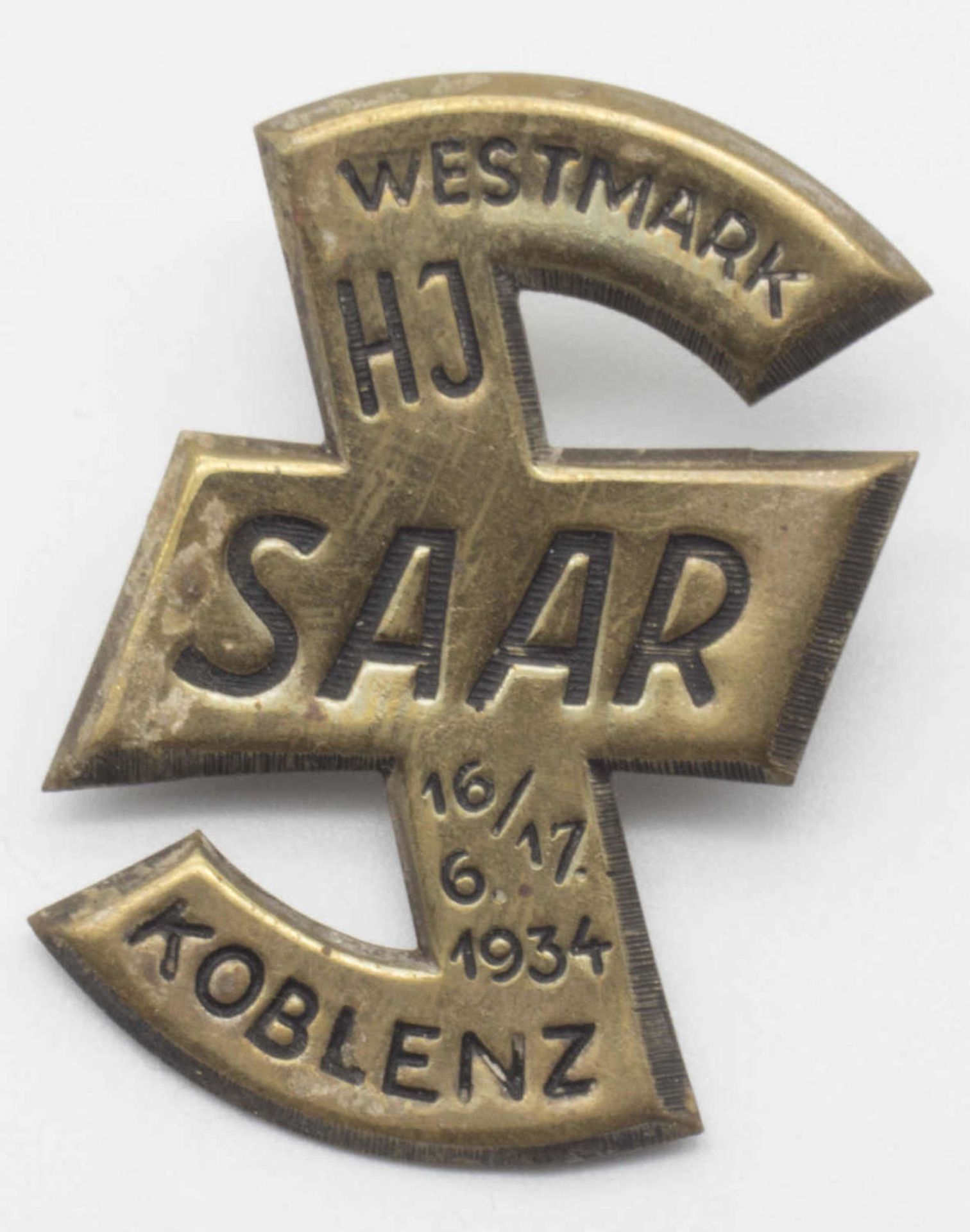Tagungs - Abzeichen Westmark HJ Saar, 16./17. 6. 1934 Koblenz. Bitte besichtigen.Conference badge