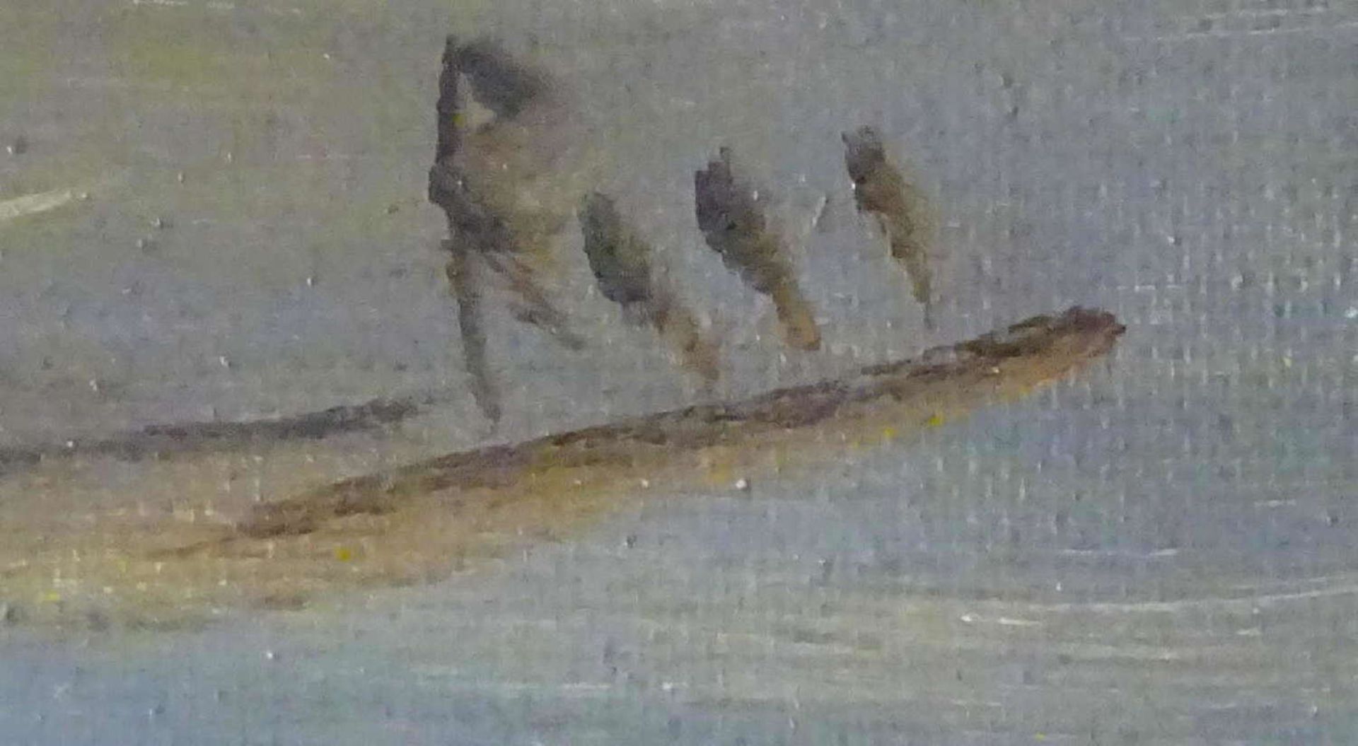 Ross?, Ölgemälde auf Leinwand, "Korbflechter", gerahmt, Maße: ca. Höhe 45,5 cm, Länge ca. 62,5 - Bild 3 aus 3