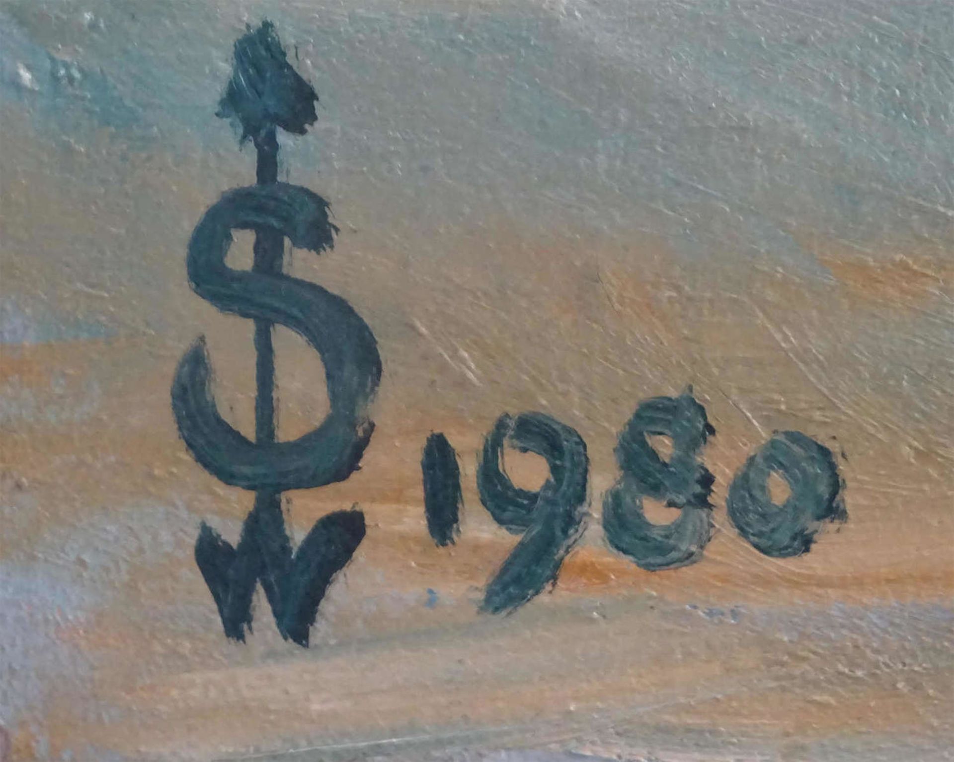Ölgemälde "Blumenbouquet", links unten Signatur SW 1980. Innenmaße höhe ca. 50 cm, breite ca. 40 - Bild 3 aus 3