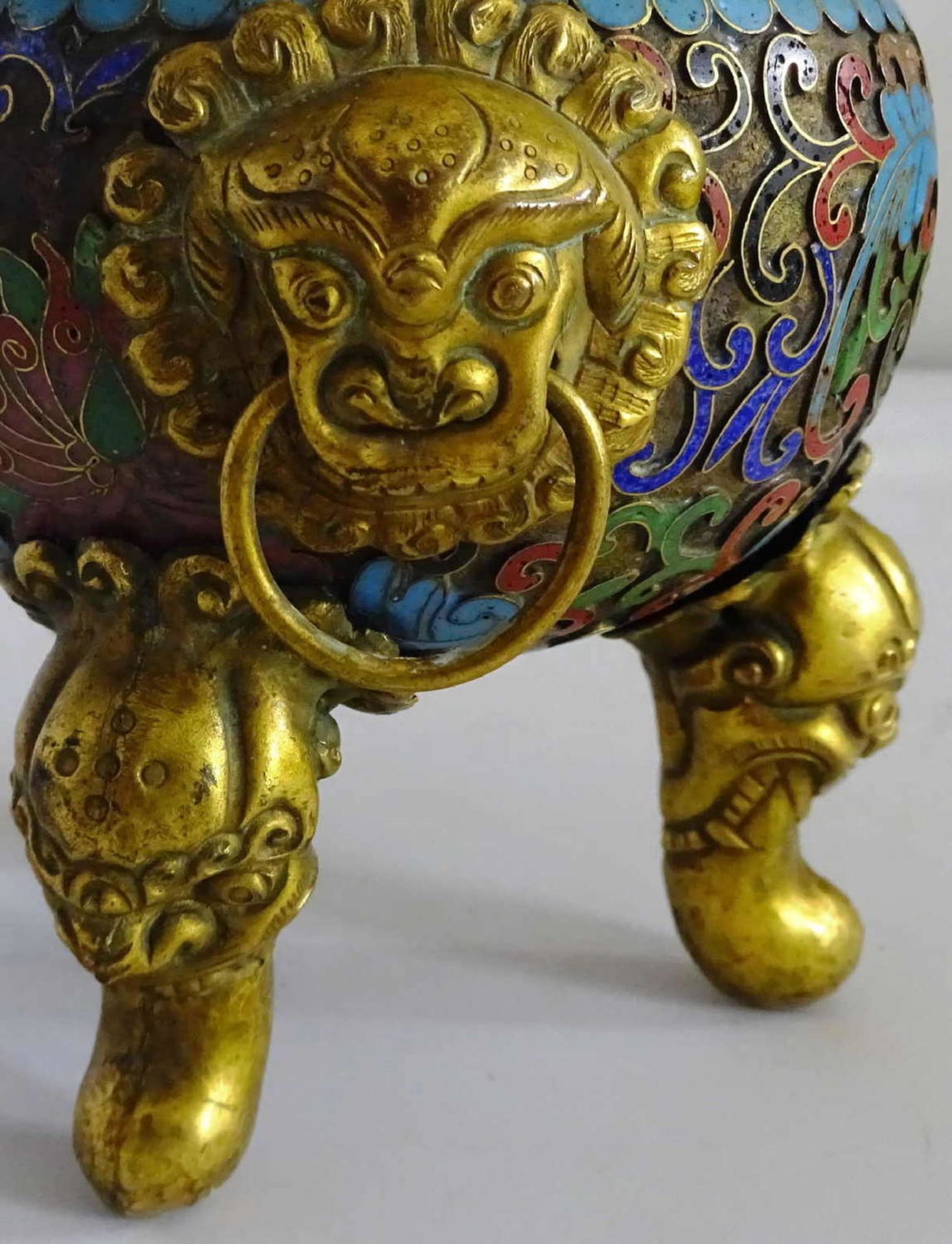 Messing Räuchergefäß, Cloisonne "Japan" um 1890Brass Incense Burner, Cloisonne "Japan" around 1890 - Image 2 of 2