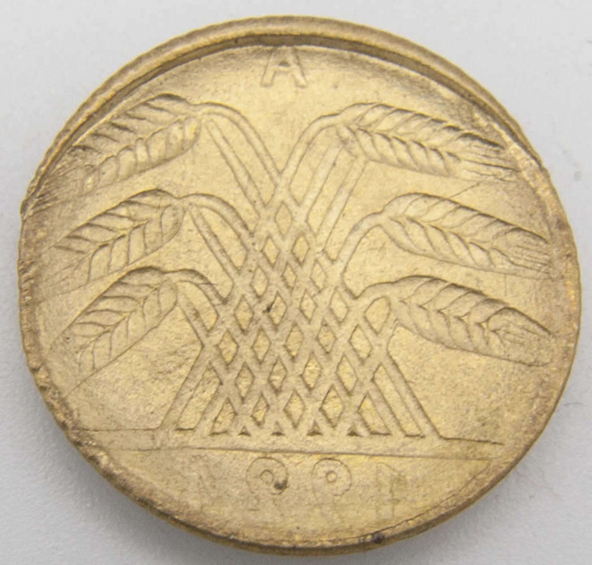 Weimarer Republik 5 Pfennig 1924 A, FEHRPRÄGUNG, 2 x Ährenseite, davon 1 x incus. Mit Riffelrand. - Image 2 of 2