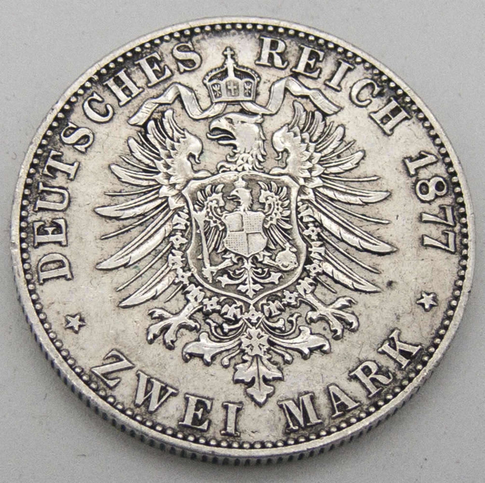 Deutsches Kaiserreich 1877 C, 2.- Mark - Silbermünze "Wilhelm I." Erhaltung: VZ.German Empire 1877 - Bild 2 aus 2