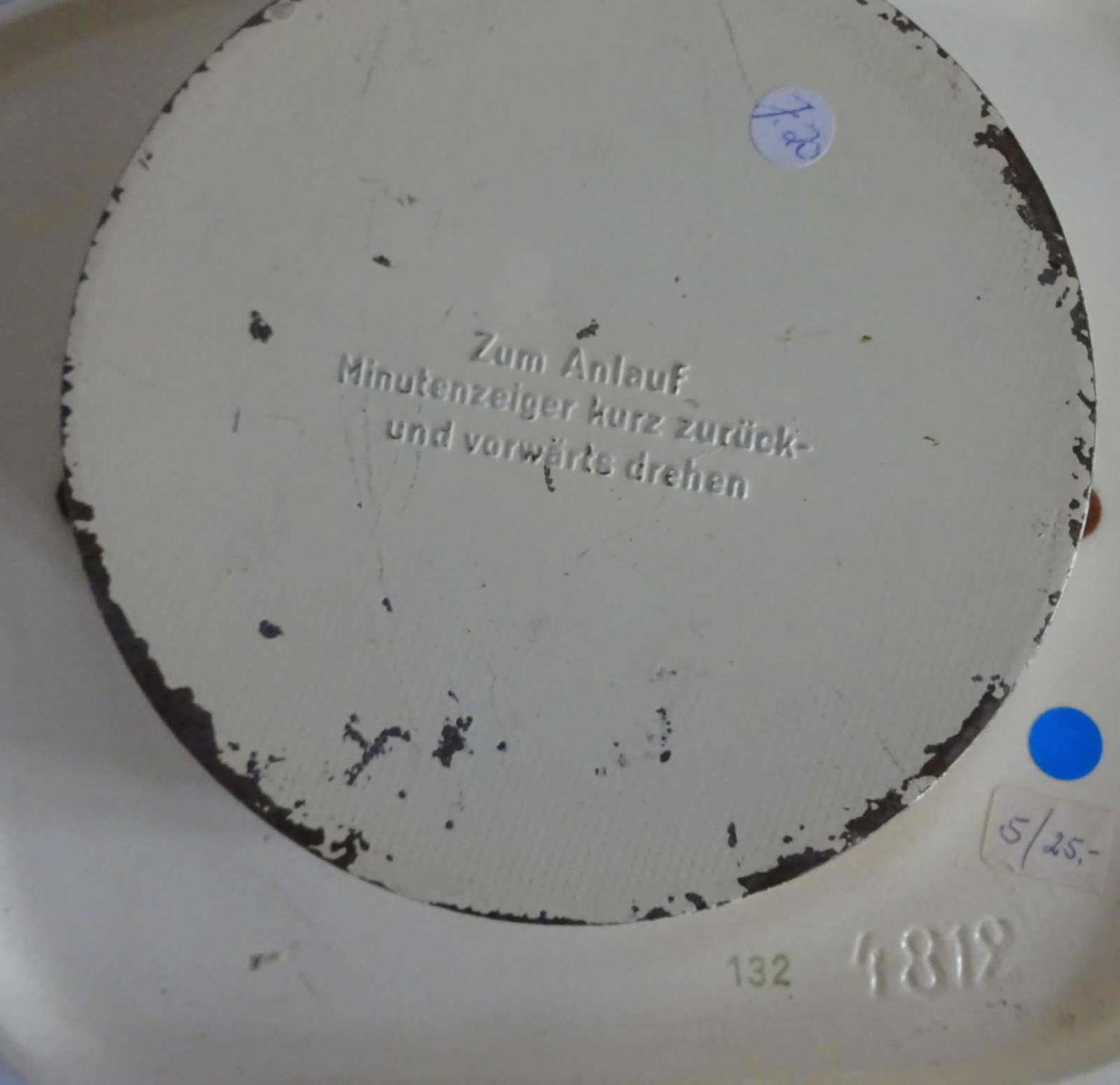 Keramik Wanduhr Garant Schwebe-Anker, Model 4818, Dekor 132. Mit Schlüsselaufzug, dieser nicht - Bild 2 aus 2