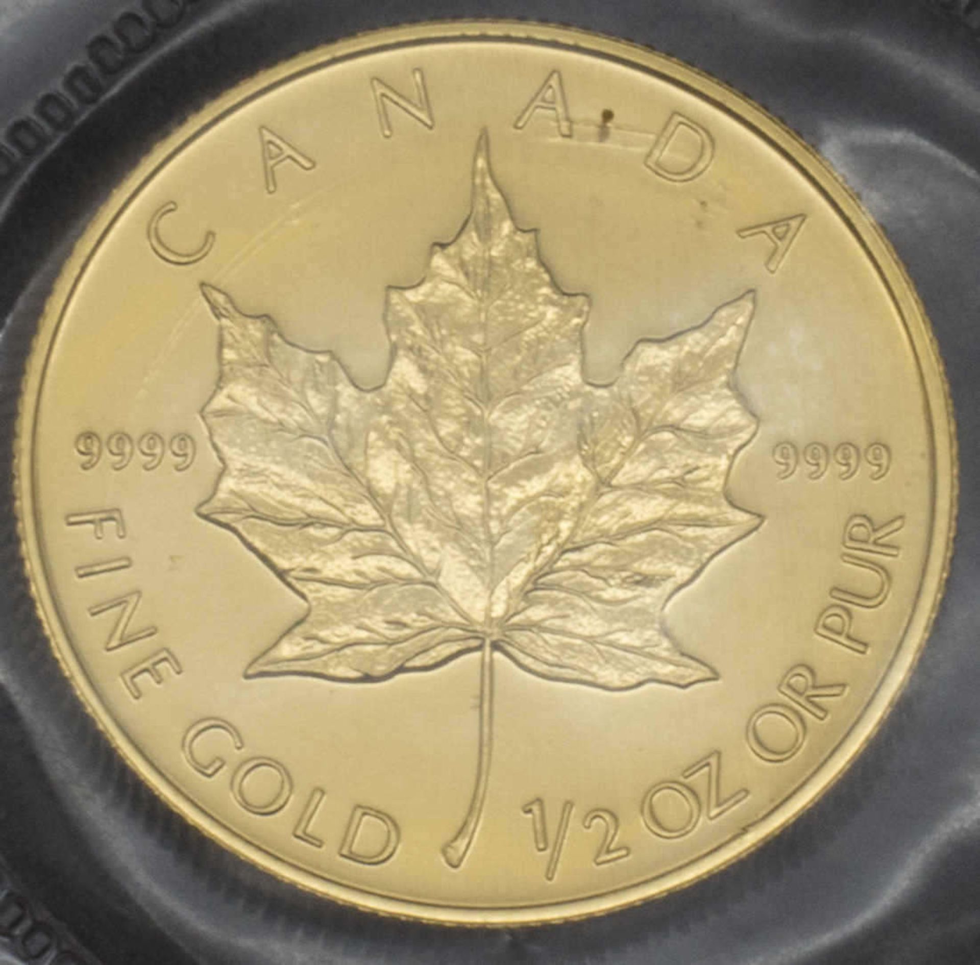 Kanada Goldmünze, 1/2 Unze 1990 "Maple Leaf 20 Dollar". UnzierkuliertCanada Gold Coin, 1/2 oz.