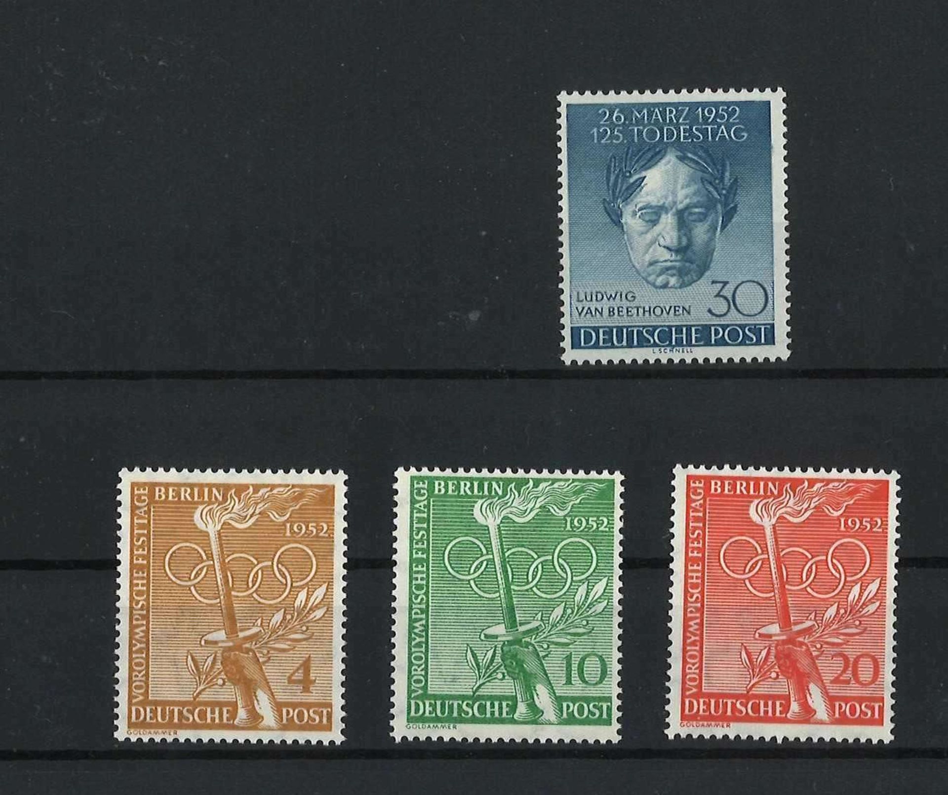 BRD Berlin, 1952, MI 87 / 88-90, Vorolymp. Festtage, postfrischBerlin, 1952, MI 87 / 88-90,