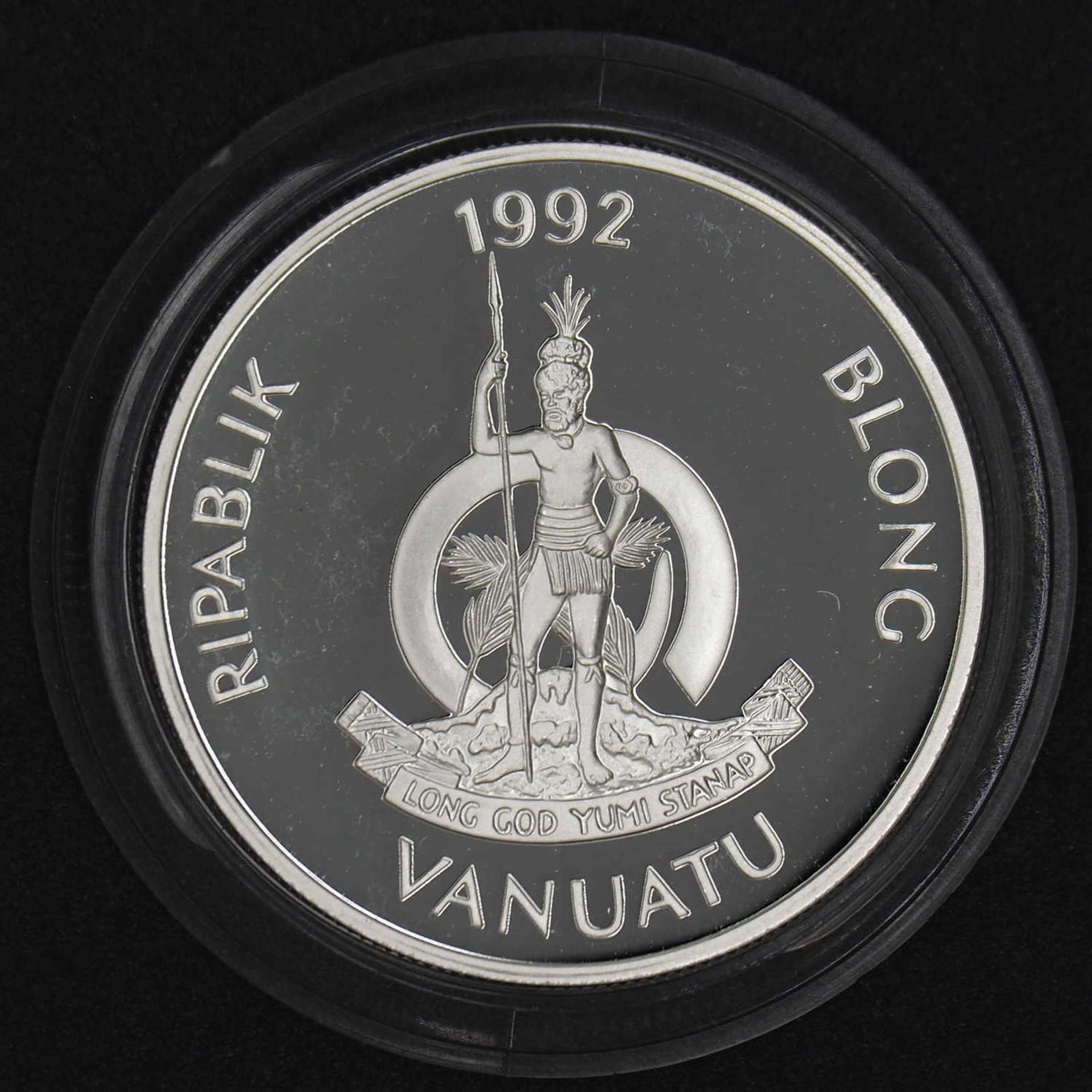 Vanuatu 1992, 50 Vatu - Silbermünze. Erhaltung: PP.Vanuatu 1992, 50 Vatu - silver coin. Condition: - Image 2 of 2