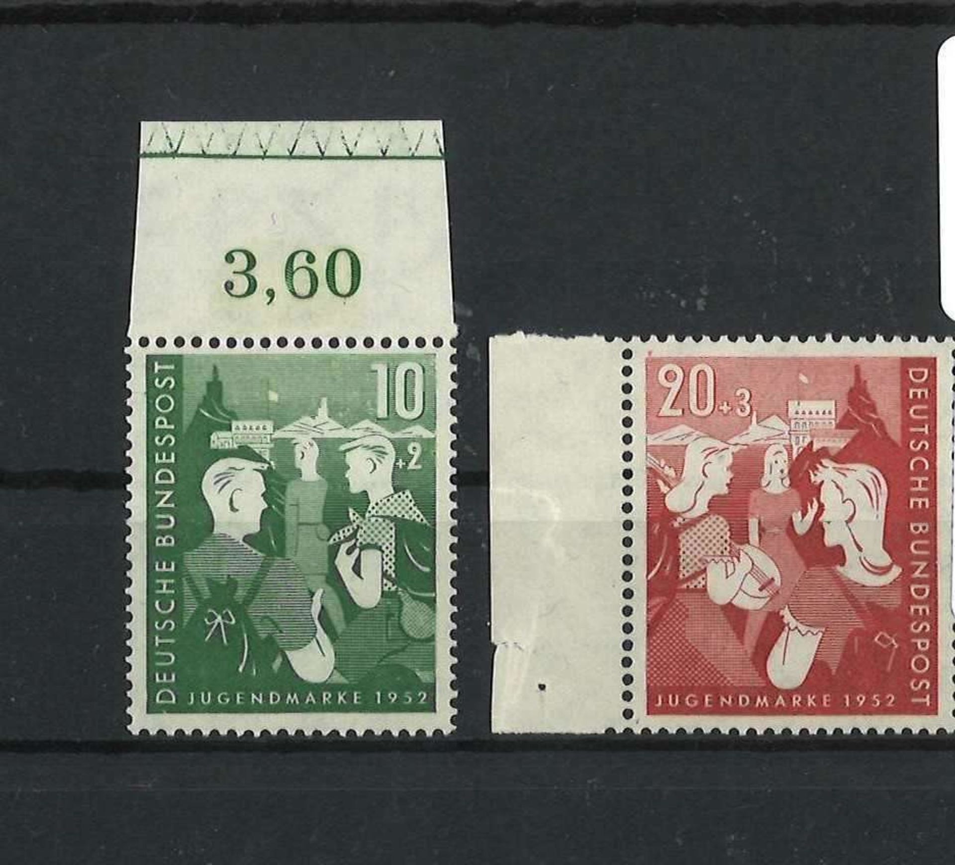 BRD 1952, Mi Nr. 153 - 154, Jugendplan Bundes, postfrischFRG 1952, Michel No. 153 - 154, youth
