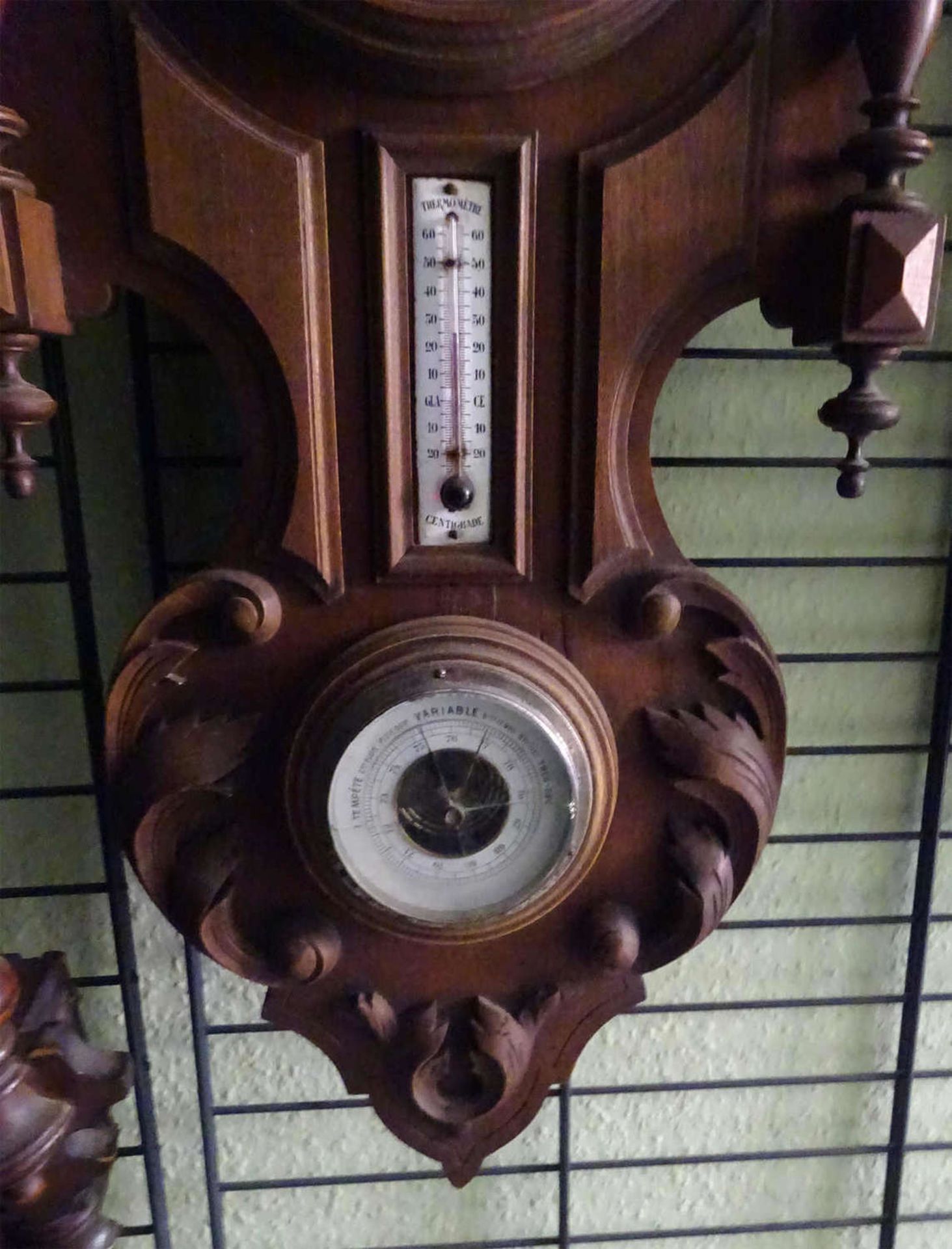 französischer Regulator Gründerzeit, römisches Ziffernblatt, Emaillekartuschen, mit Barometer ( - Bild 3 aus 4