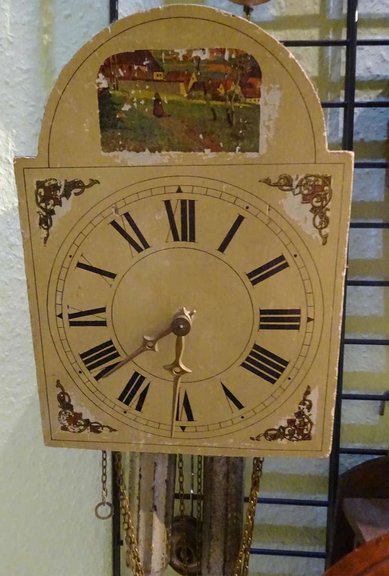 Wanduhr Schilduhr Schottenwerk um 1830 Schwarzwald. Breite ca. 20 cm, Höhe ca. 30 cmWall clock