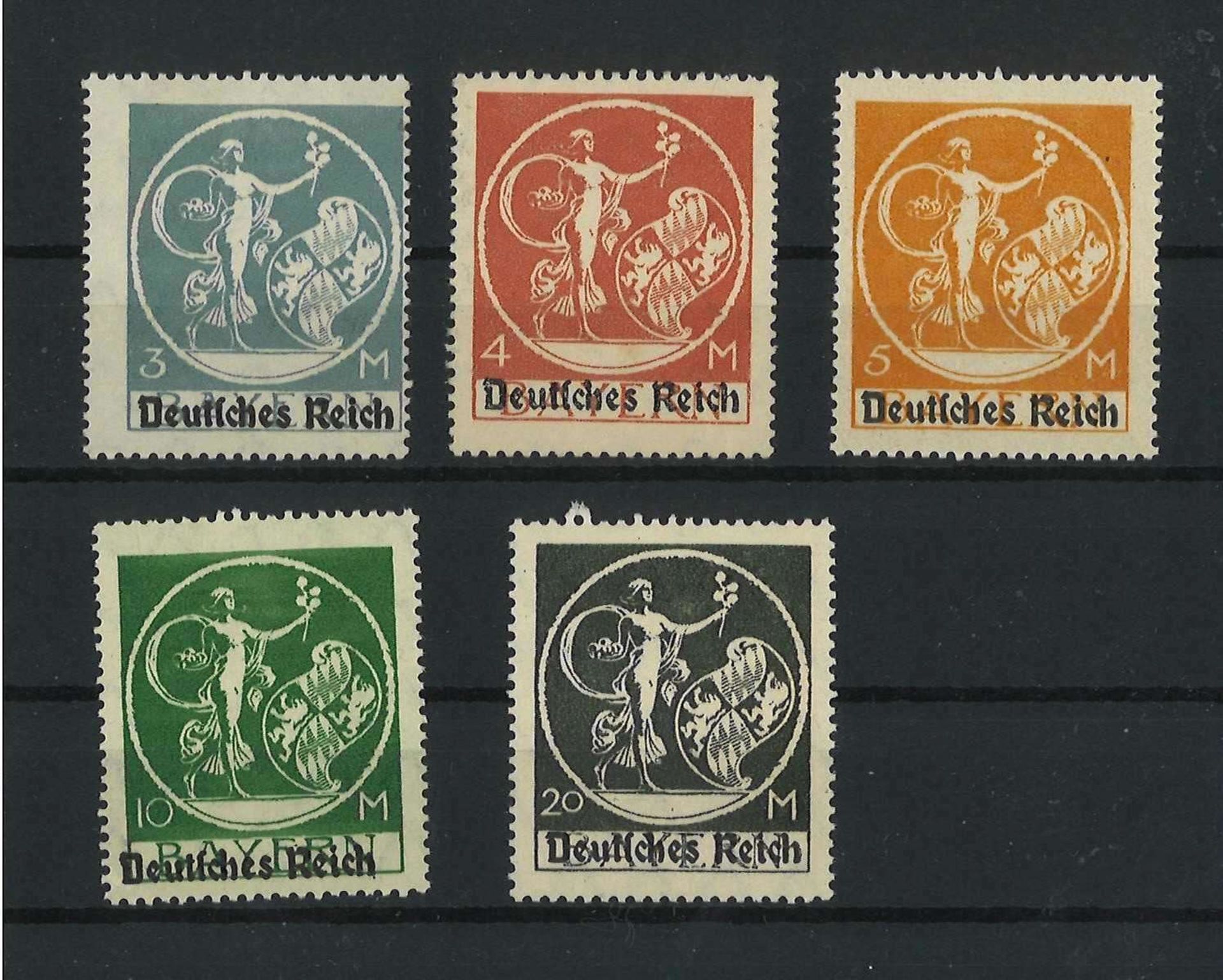 Deutsches Reich 1920, Mi 134I - 138 I, Freimarken Abschiedserie, postfrischGerman Reich 1920, Michel