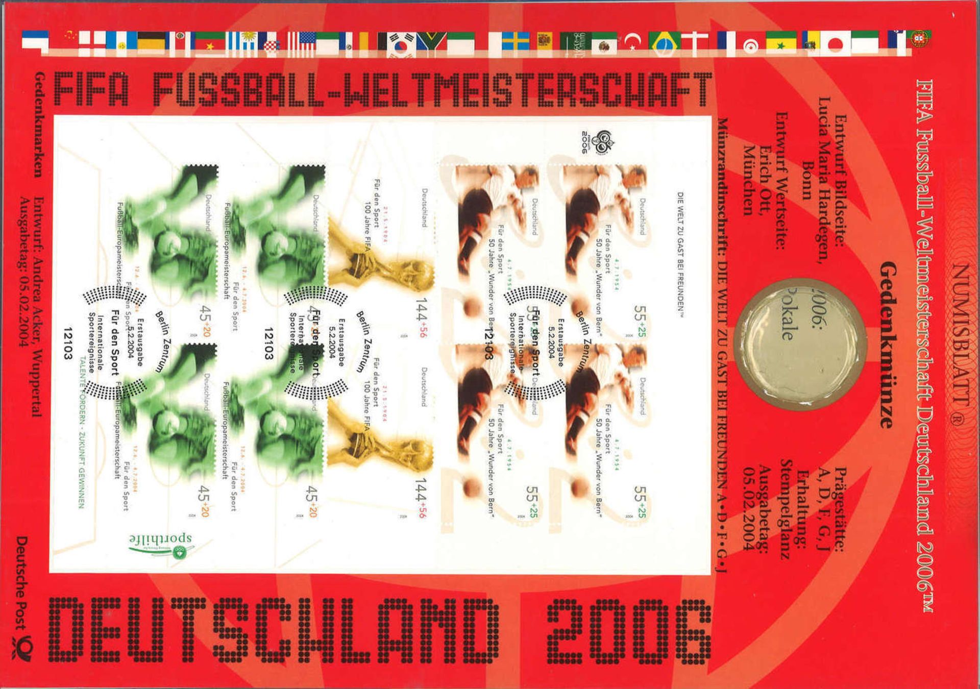 Numisblätter der deutschen Post, 2002-2006, ohne Nominale, aber immer mit Blättern und