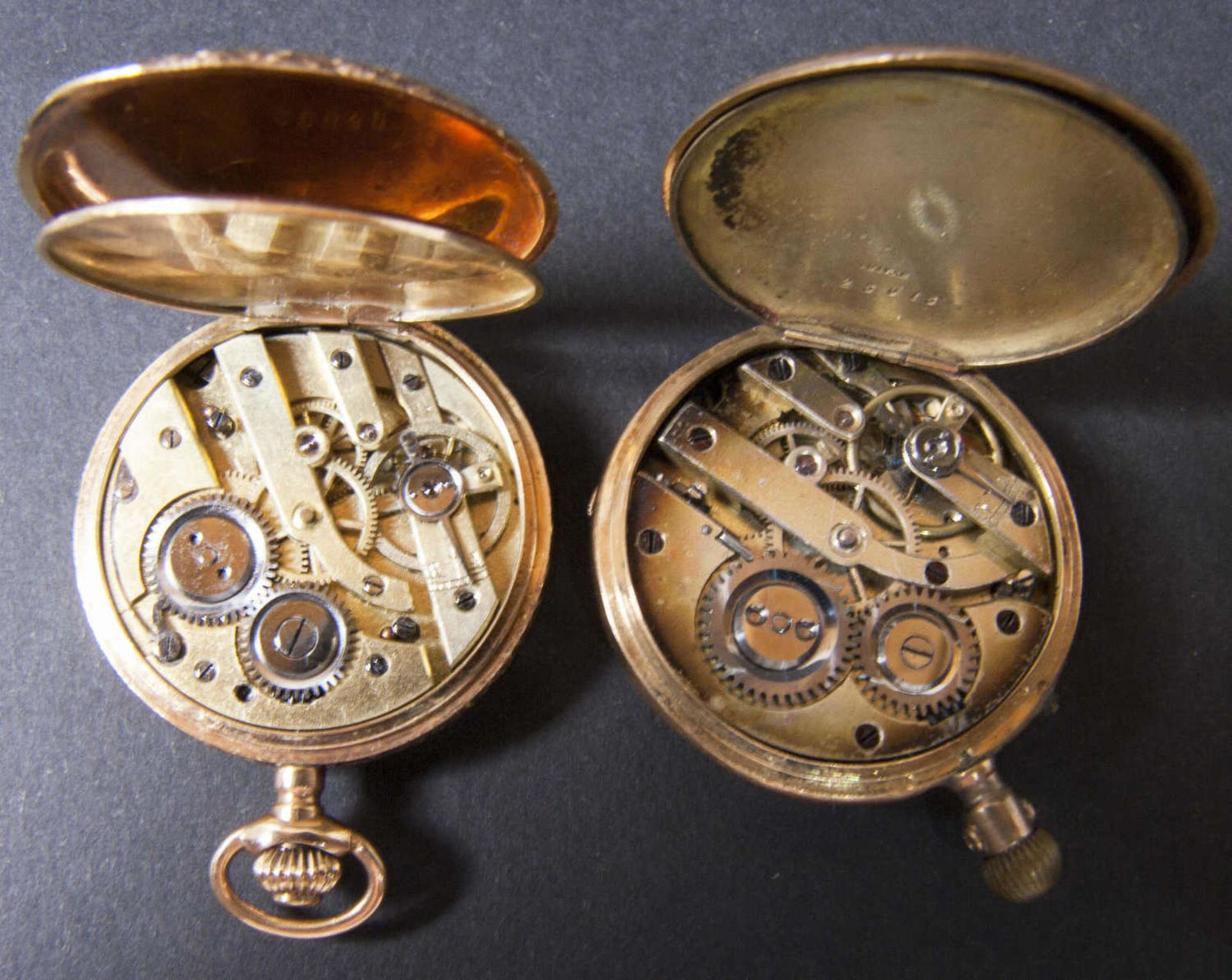 Zwei Damen - Taschenuhren, Gold 585 (geprüft - Gehäuse und Deckel). Gesamtgewicht: ca. 47,2 g. Die - Bild 2 aus 4