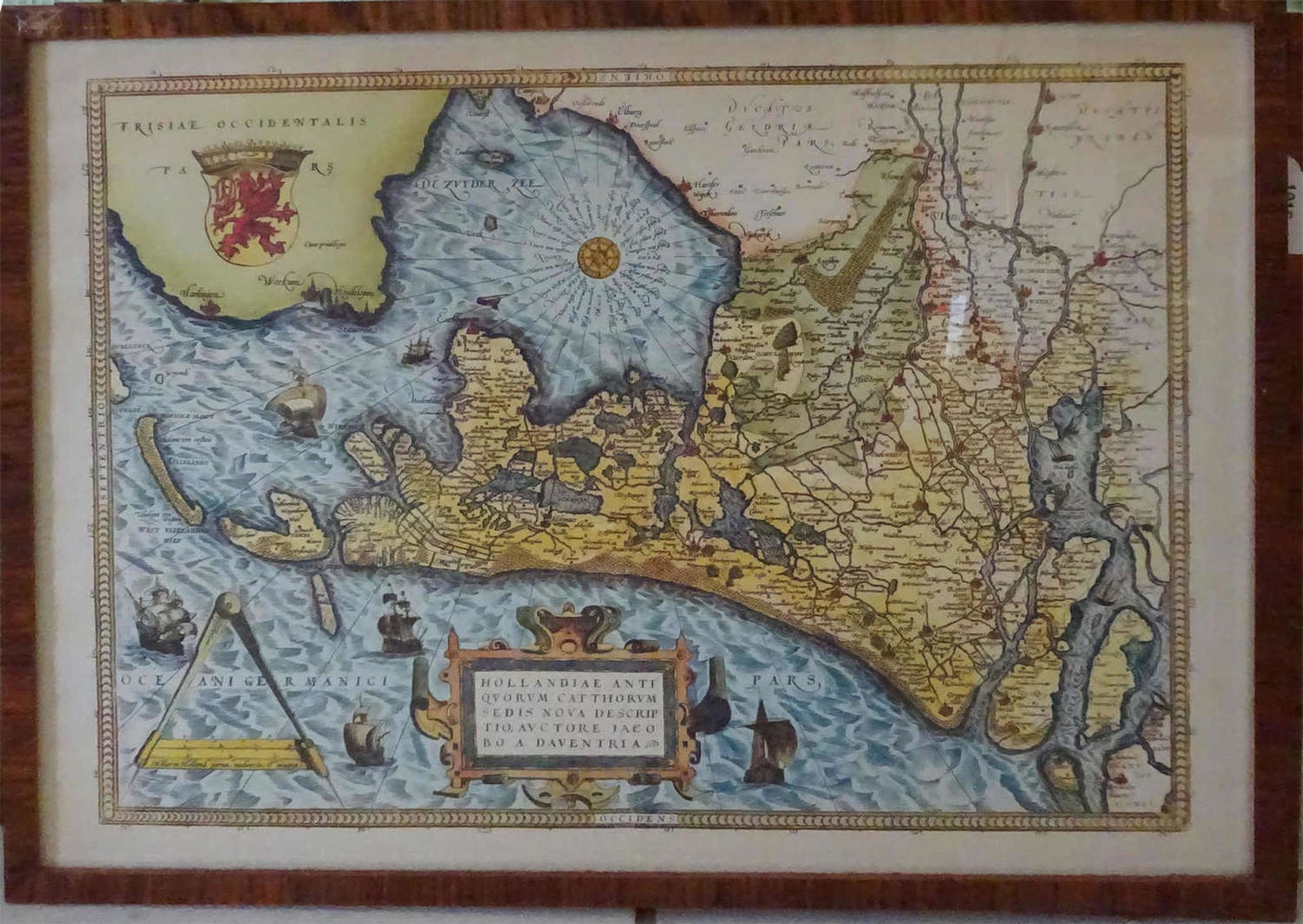 Landkartenstich von Niederlande. Maße: ca. 60x45 cm. Gerahmt.Country map engraving of Netherlands.