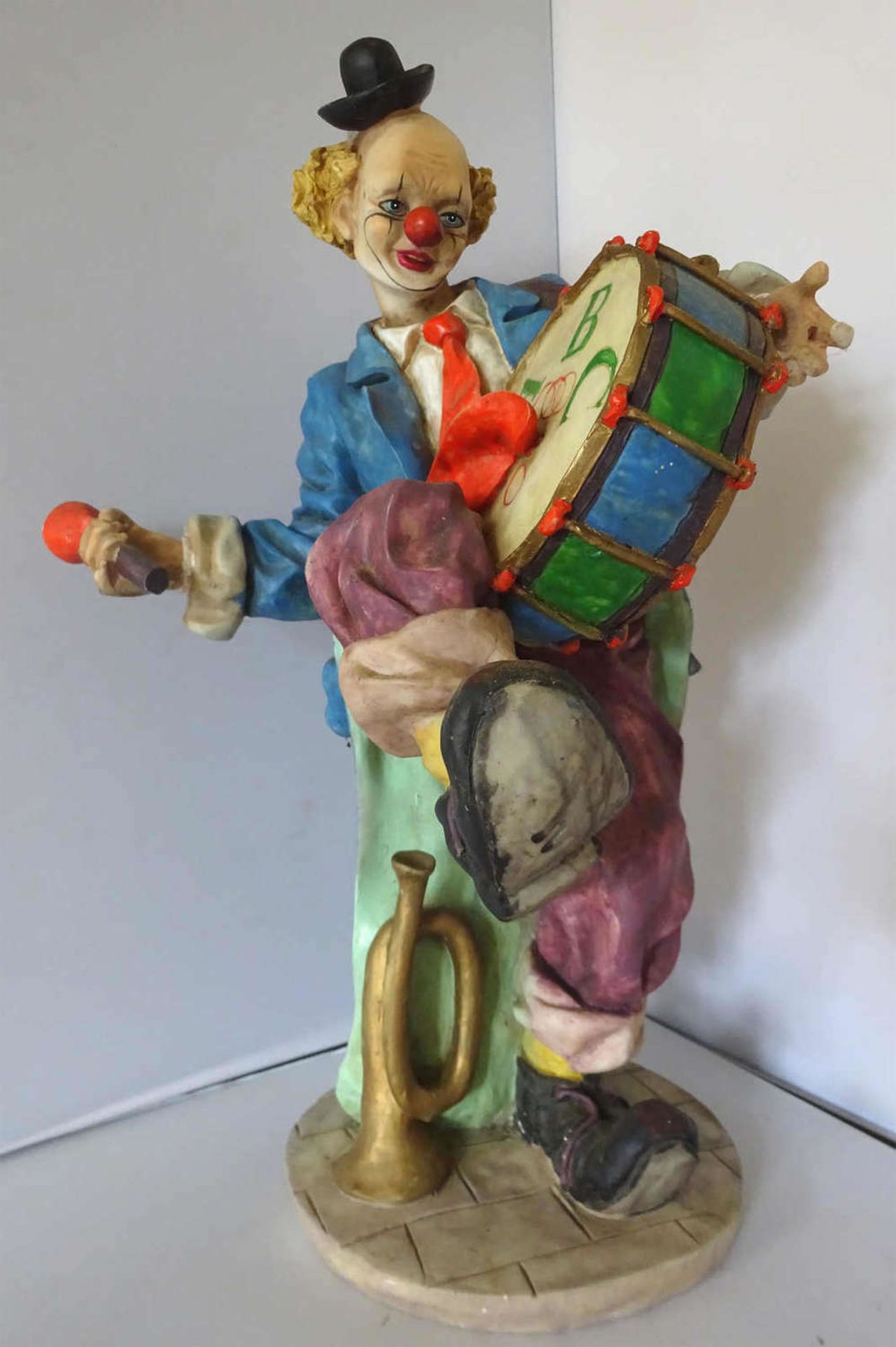 Clownpaar, 1x Jongleur, 1x Trommler. Höhe ca. 38 cmClown pair, 1x juggler, 1x drummer. Height - Bild 2 aus 2