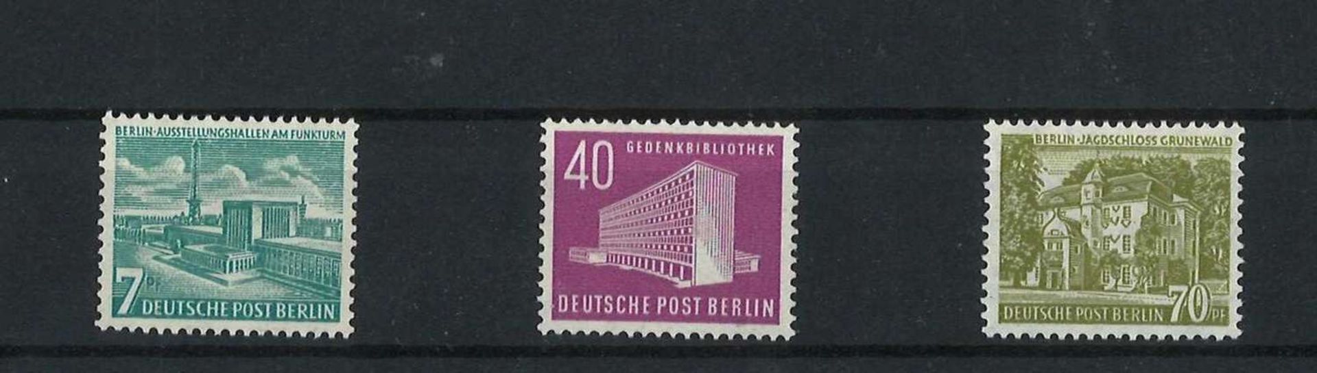 BRD Berlin, 1954, MI 121 - 123, Freimarken Berliner Bauten, postfrischBerlin, 1954, MI 121 - 123,