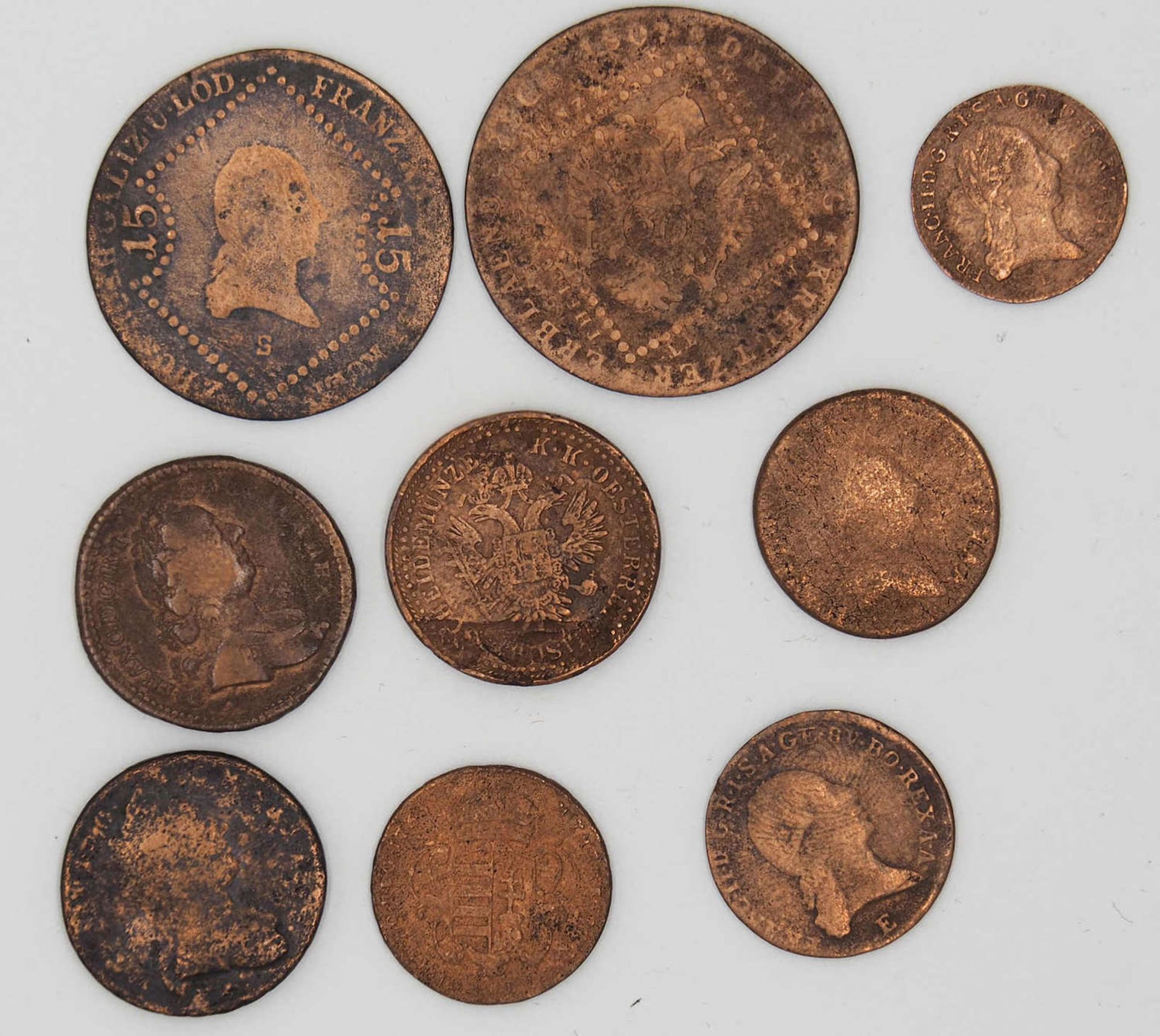 Österreich 1762/181851, Lot Kupfer - Münzen, bestehend aus: Haus Habsburg 1765 1 Denar, 1807 30 - Bild 2 aus 2