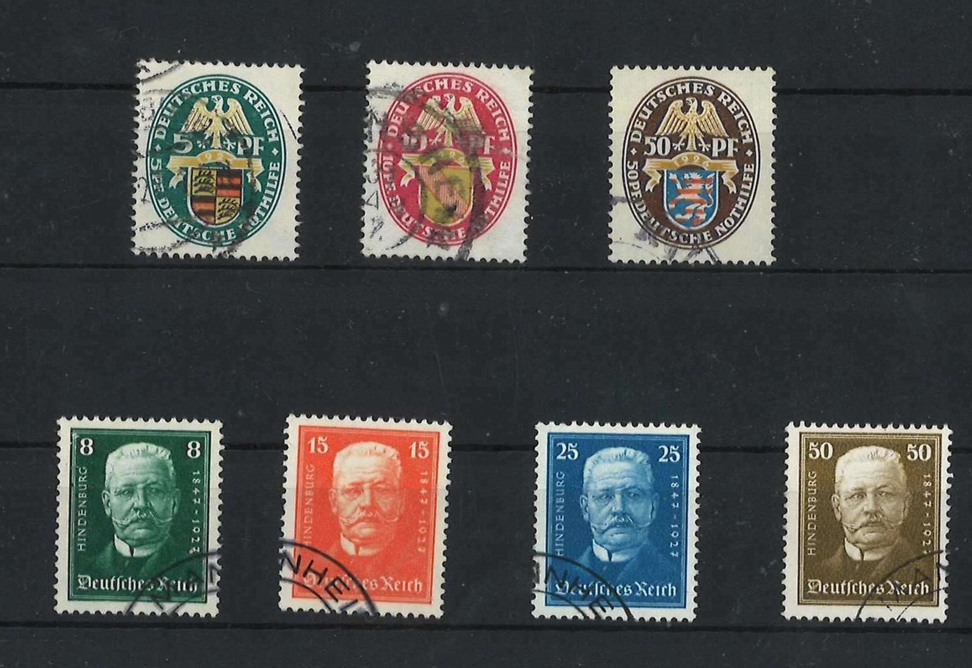 Deutsches Reich 1926, MI 398y-399y- 01y, dt. Nothilfe, und 1927, Mi 403 - 406, gestempeltGerman