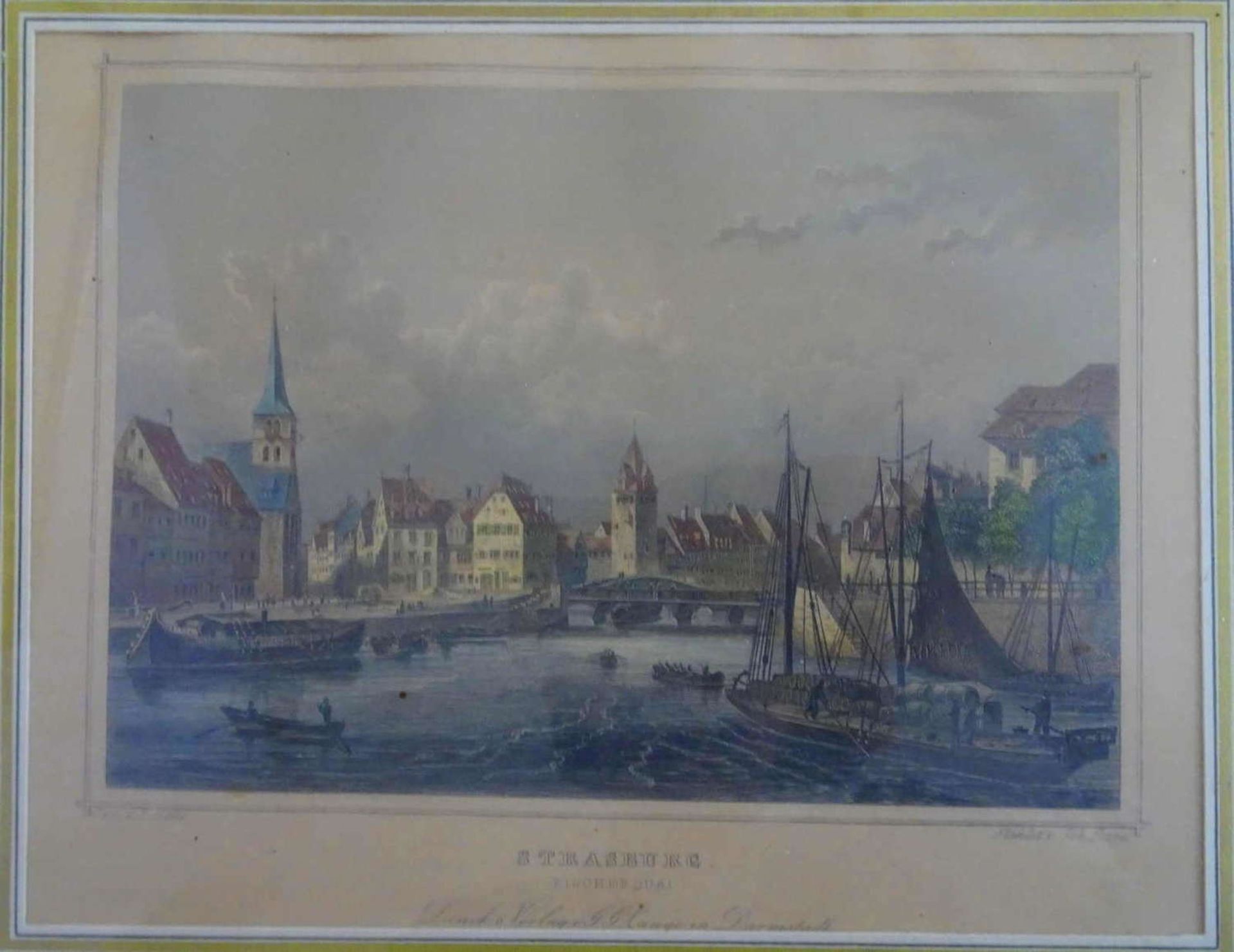 7 teils colorierte Ansichten von Straßburg, 19. Jahrhundert, u.a. Rouargue Freres, F. Chardon. Maße: - Bild 2 aus 4