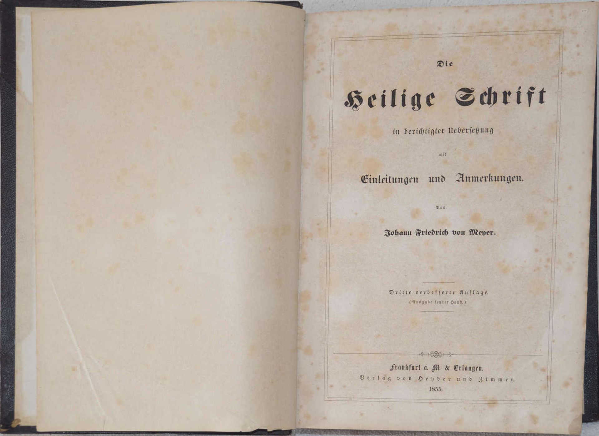 Die heilige Schrift mit Anmerkungen von Johann Friedrich von Meyer 1855. Dazu Allgemeines - Image 4 of 4