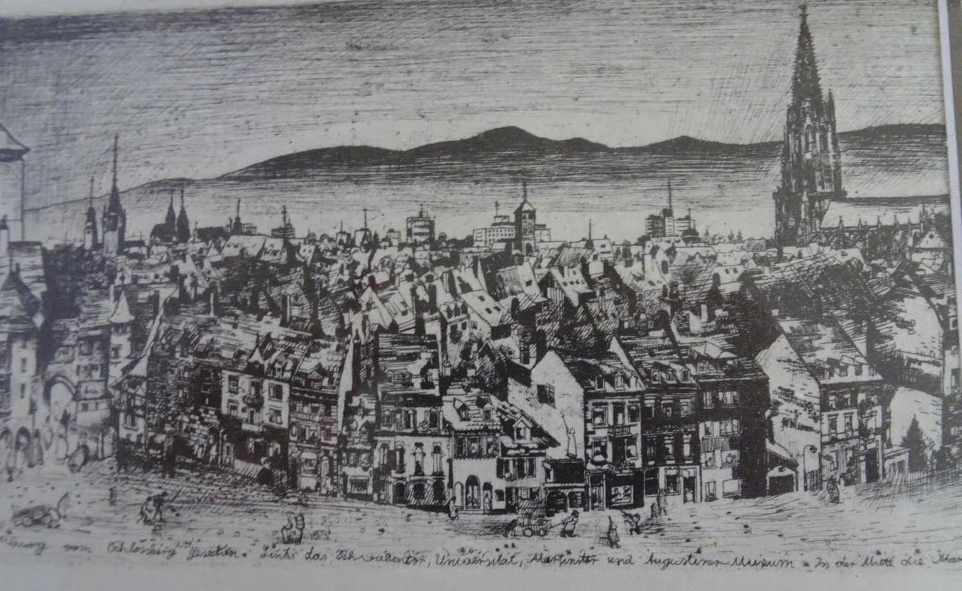 3 gerahmte Ansichten von Freiburg unter anderem Keux.Maße: 2 x Breite ca. 25,5 cm x Höhe 20 cm und 1 - Bild 2 aus 4