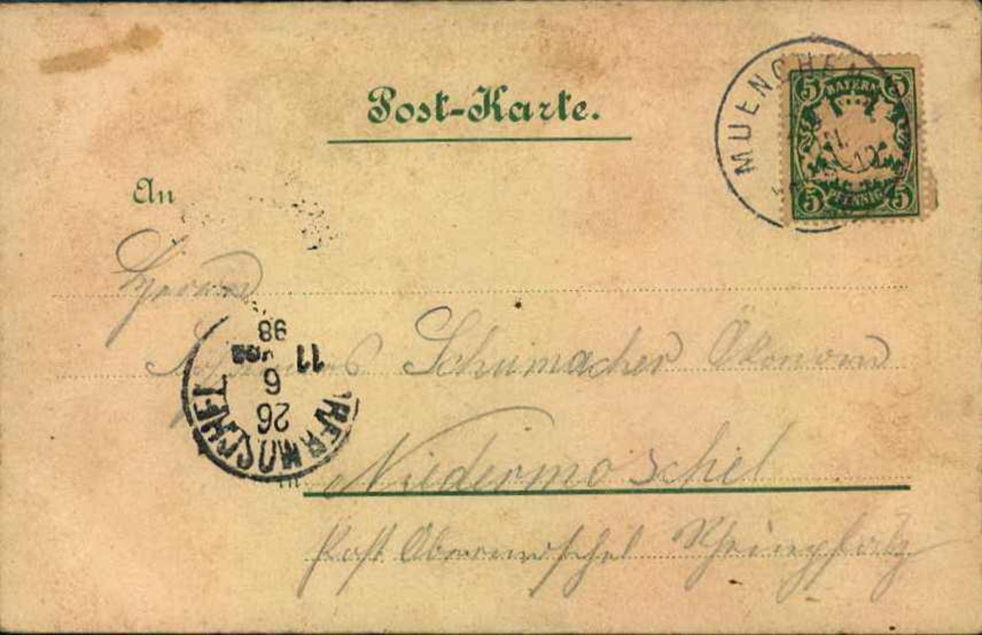 Ansichtskarte ,"Gruß vom chinesichen Thurm in München", beschrieben und gelaufenPostcard, "Greetings - Bild 2 aus 2