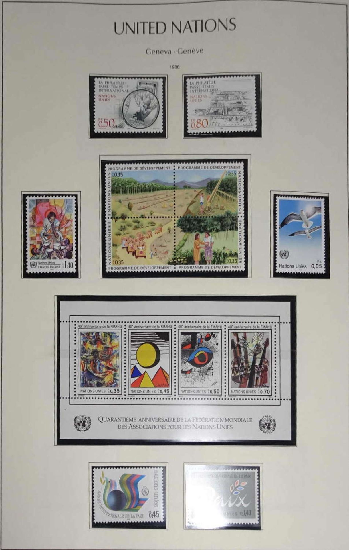 Sammlung United Nations Vereinte Nationen im Leuchtturm Vordruckalbum von 1969 - 1994 postfrisch - Bild 2 aus 3