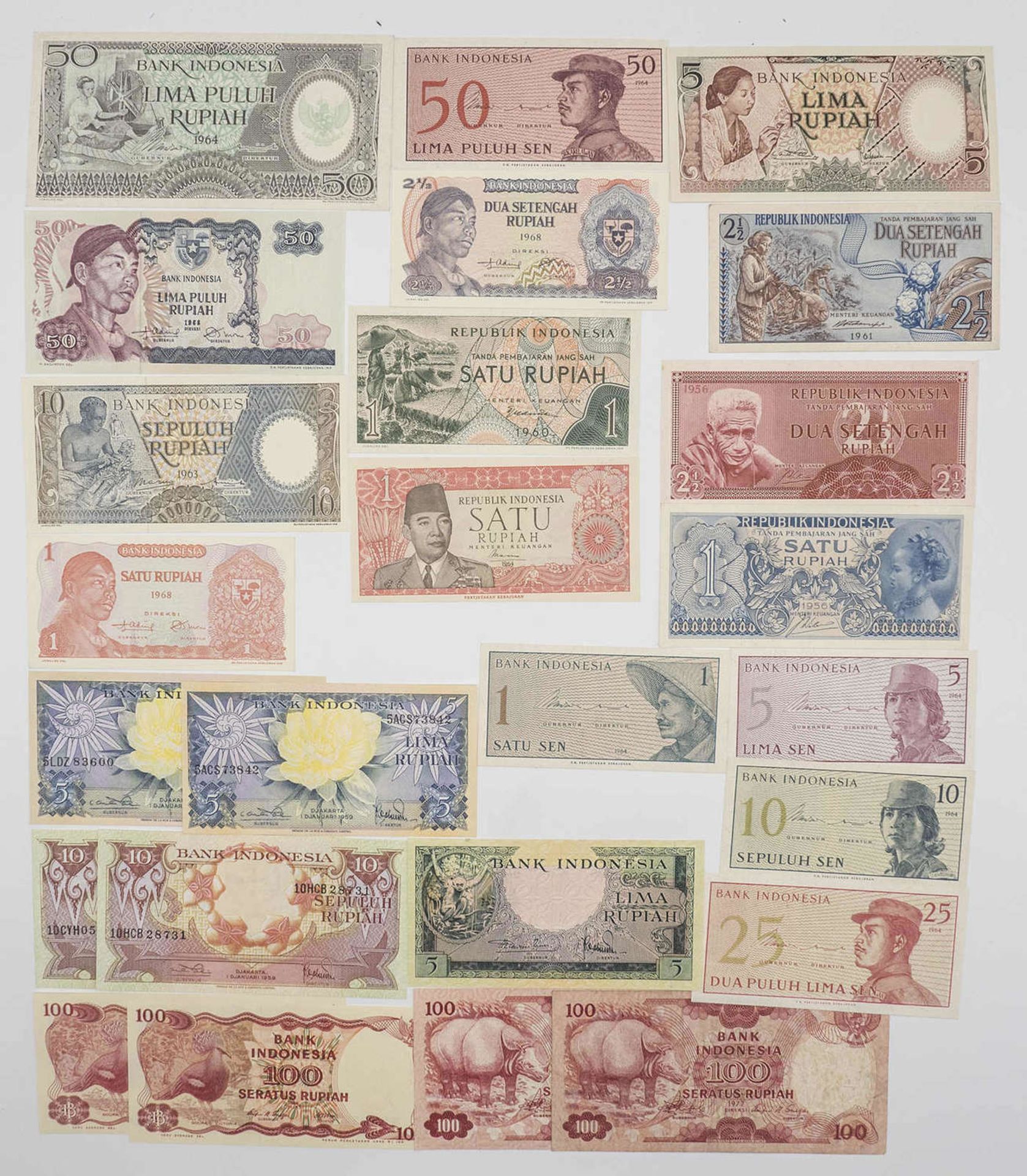 Indonesien, Konvolut Banknoten, teilweise unzirkuliert. Bitte besichtigen.Indonesia, mixed lot of
