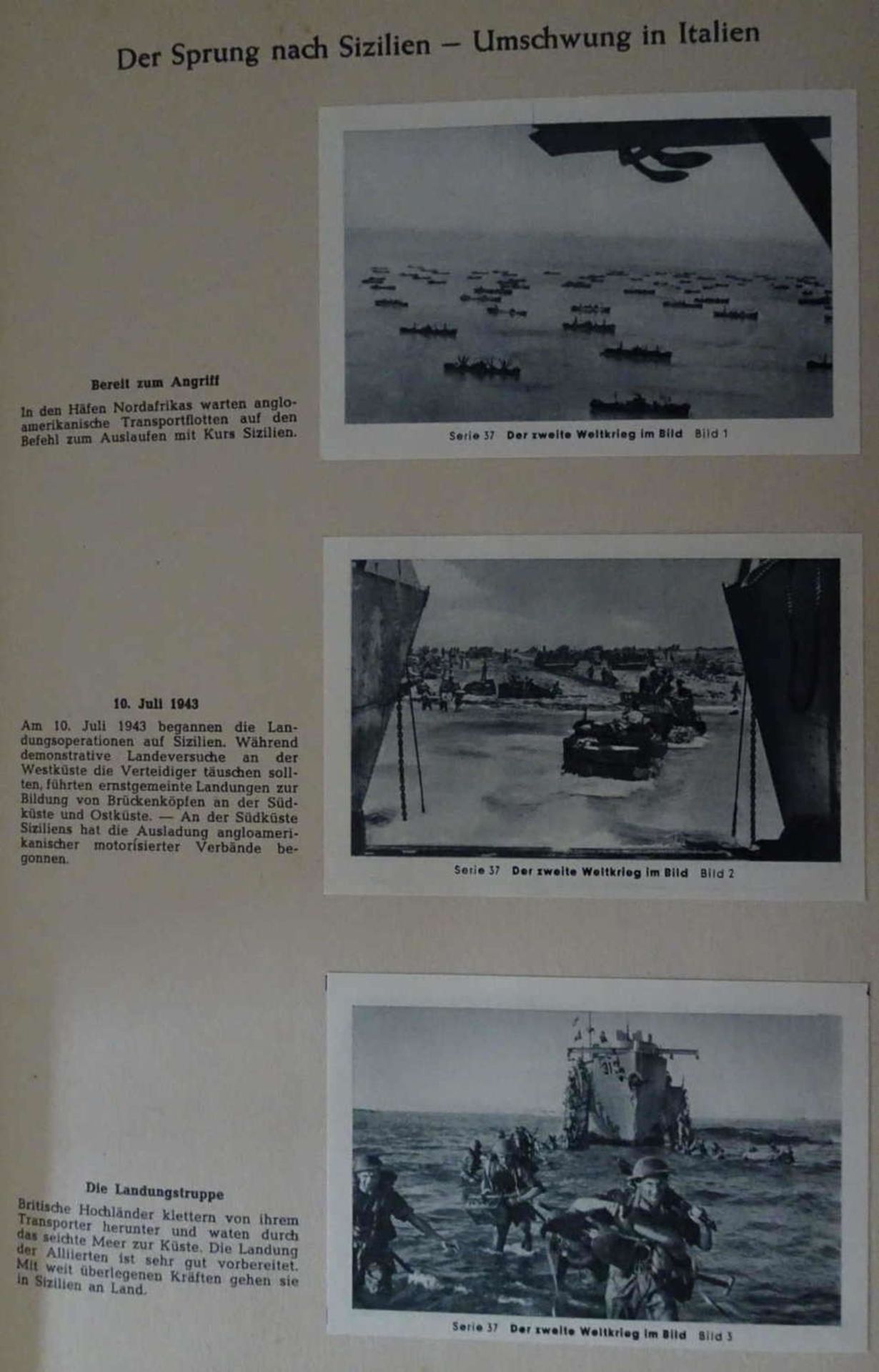 Sammelbilderalben "Der zweite Weltkrieg im Bild", Band I. und II. Augenscheinlich komplett. - Bild 3 aus 4