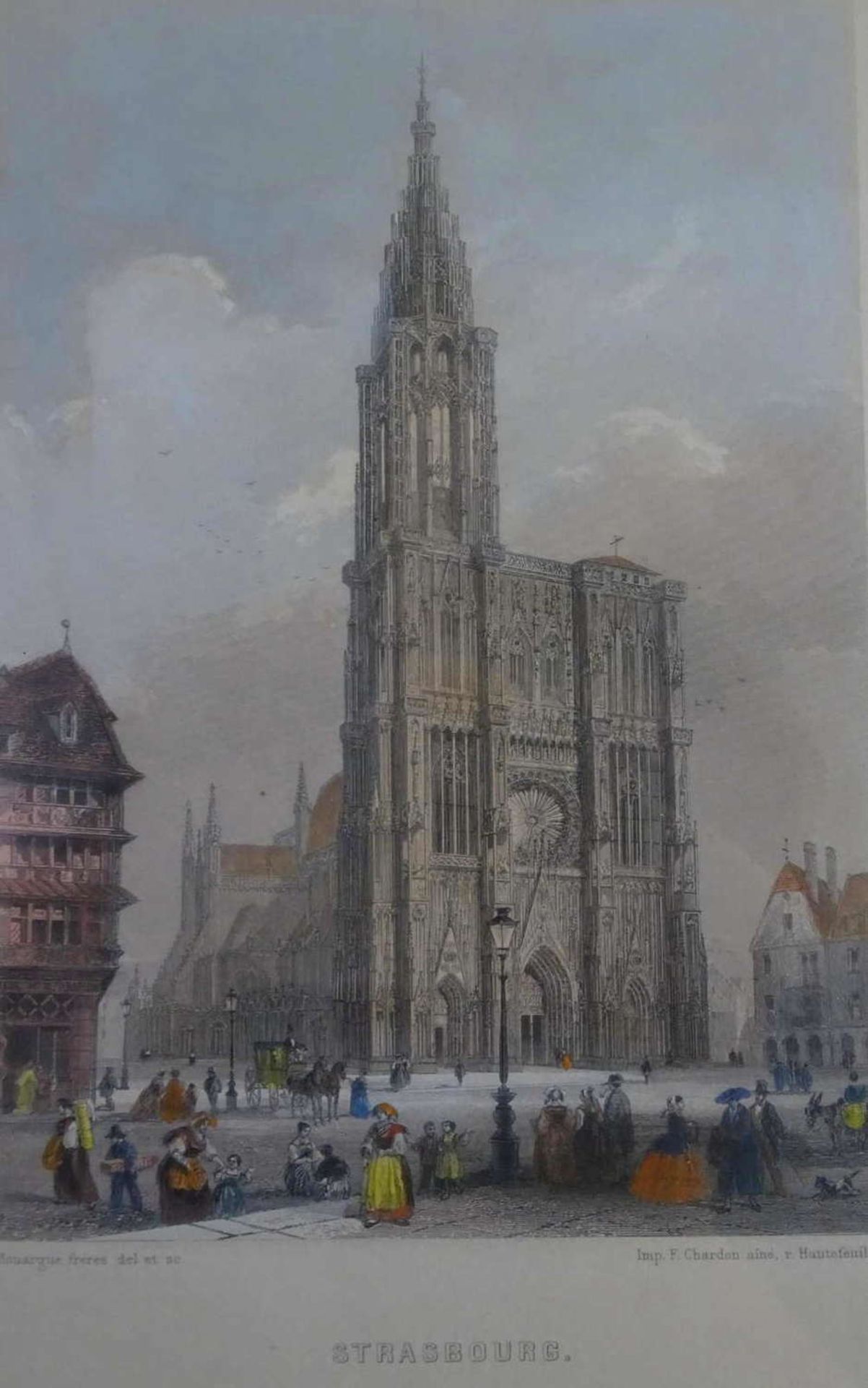 7 teils colorierte Ansichten von Straßburg, 19. Jahrhundert, u.a. Rouargue Freres, F. Chardon. Maße: - Bild 3 aus 4